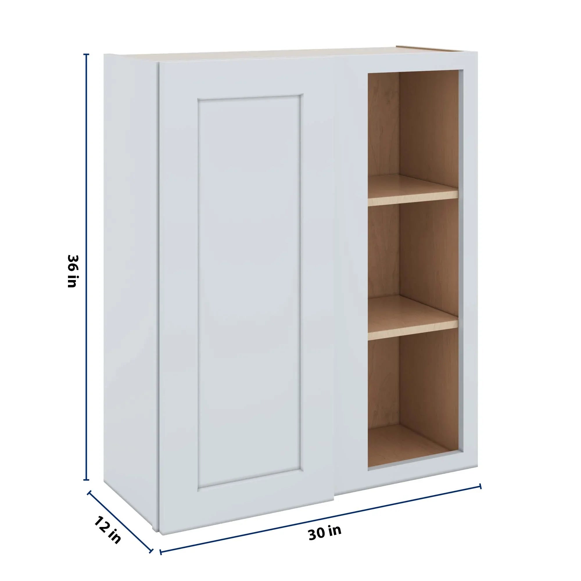 J&K White Shaker S8 Blind Wall Cabinet - 30" W x 36" H