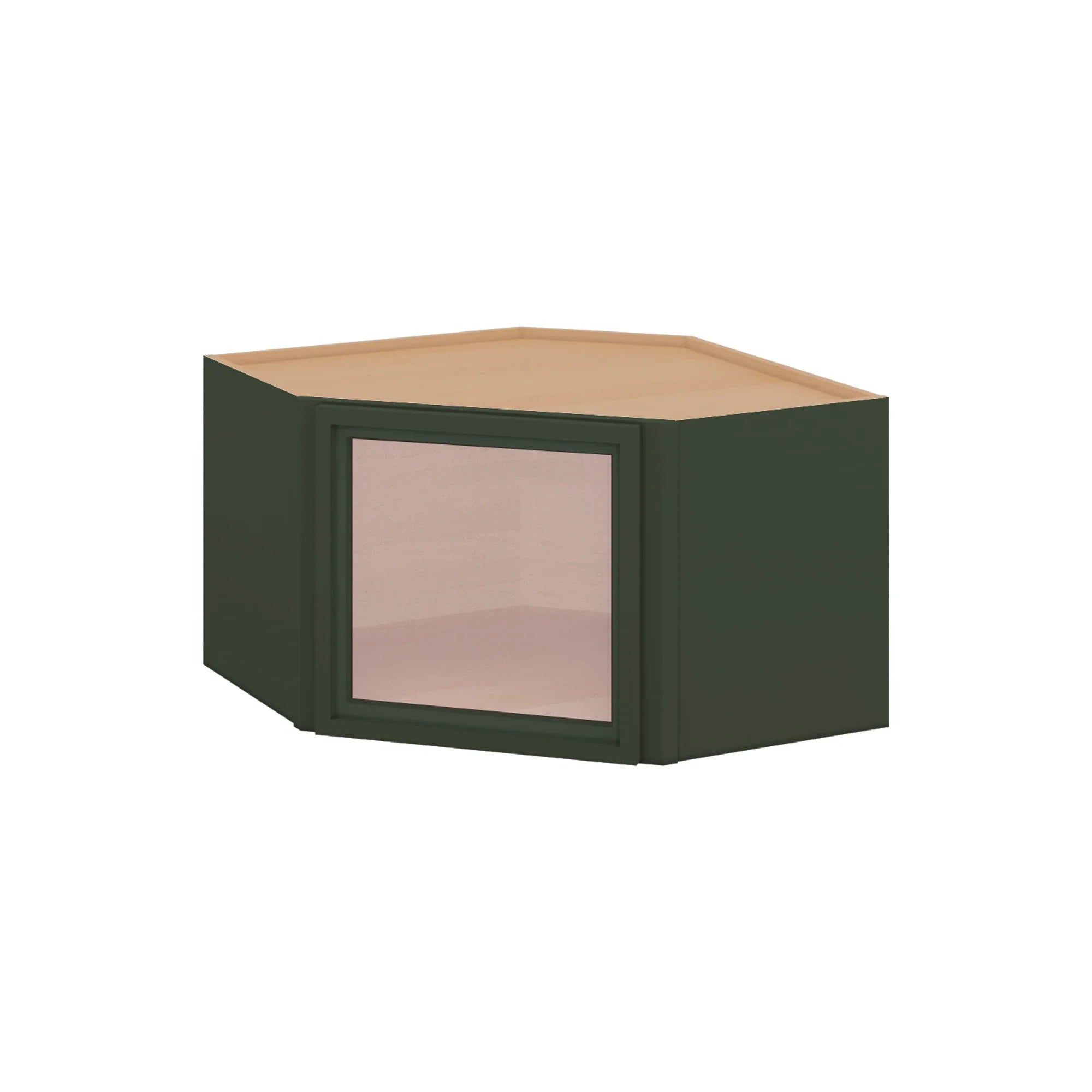 Modernform Cabinet Slim Sage Green 24" W X 15" H X 12" D Diagonal Corner Glass Door Wall Cabinet