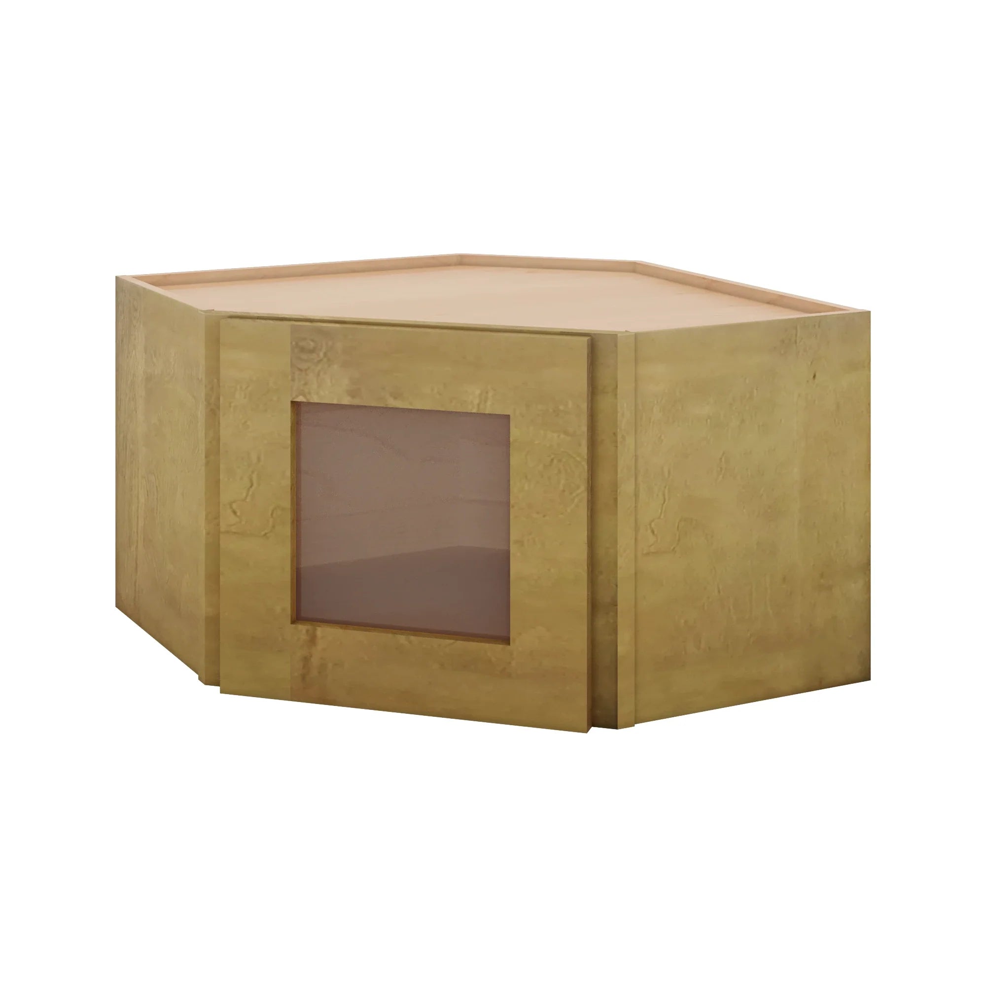 Modernform Cabinet Natural Shaker 24" W X 15" H X 12" D Diagonal Corner Glass Door Wall Cabinet