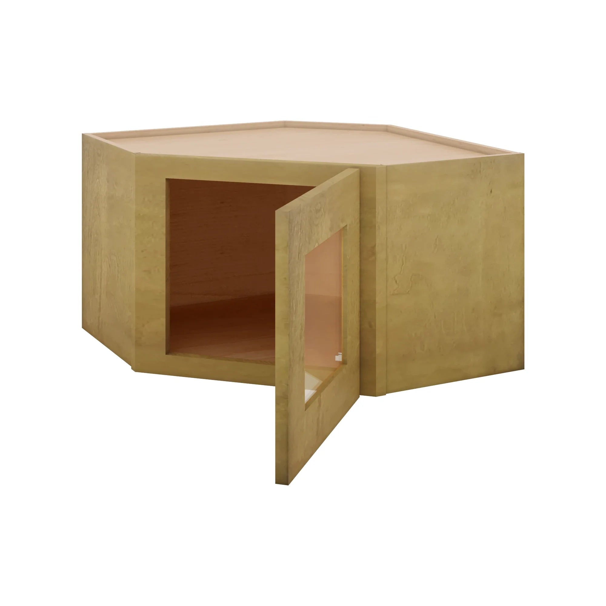 Modernform Cabinet Natural Shaker 24" W X 15" H X 12" D Diagonal Corner Glass Door Wall Cabinet