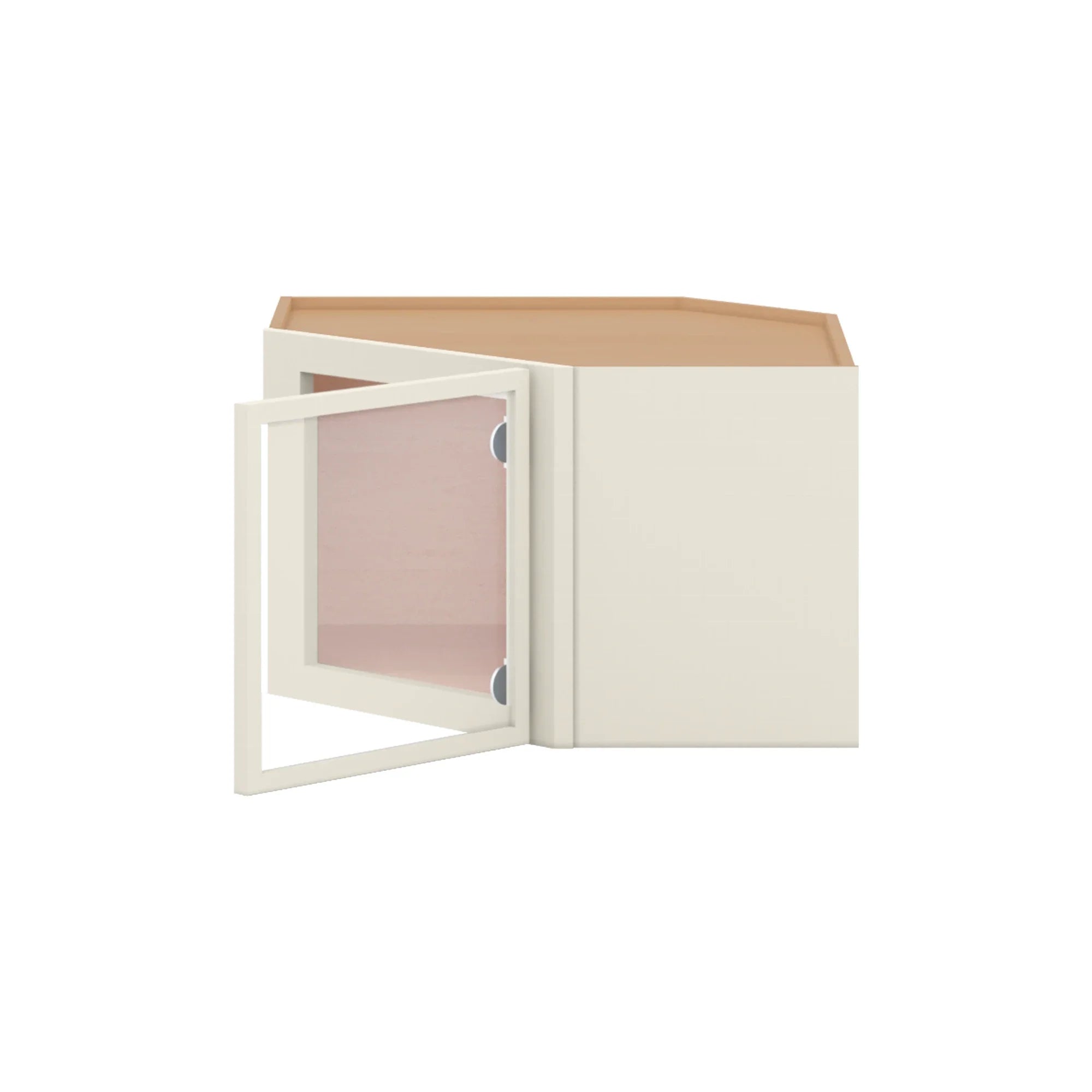 Modernform Cabinet Slim Dove White 24" W X 15" H X 12" D Diagonal Corner Glass Door Wall Cabinet