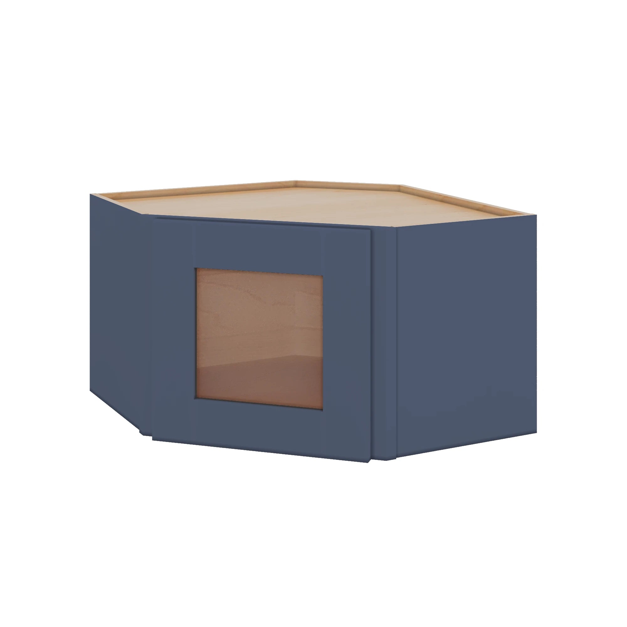 Modernform Cabinet Signature Blue 24" W X 15" H X 12" D Diagonal Corner Glass Door Wall Cabinet