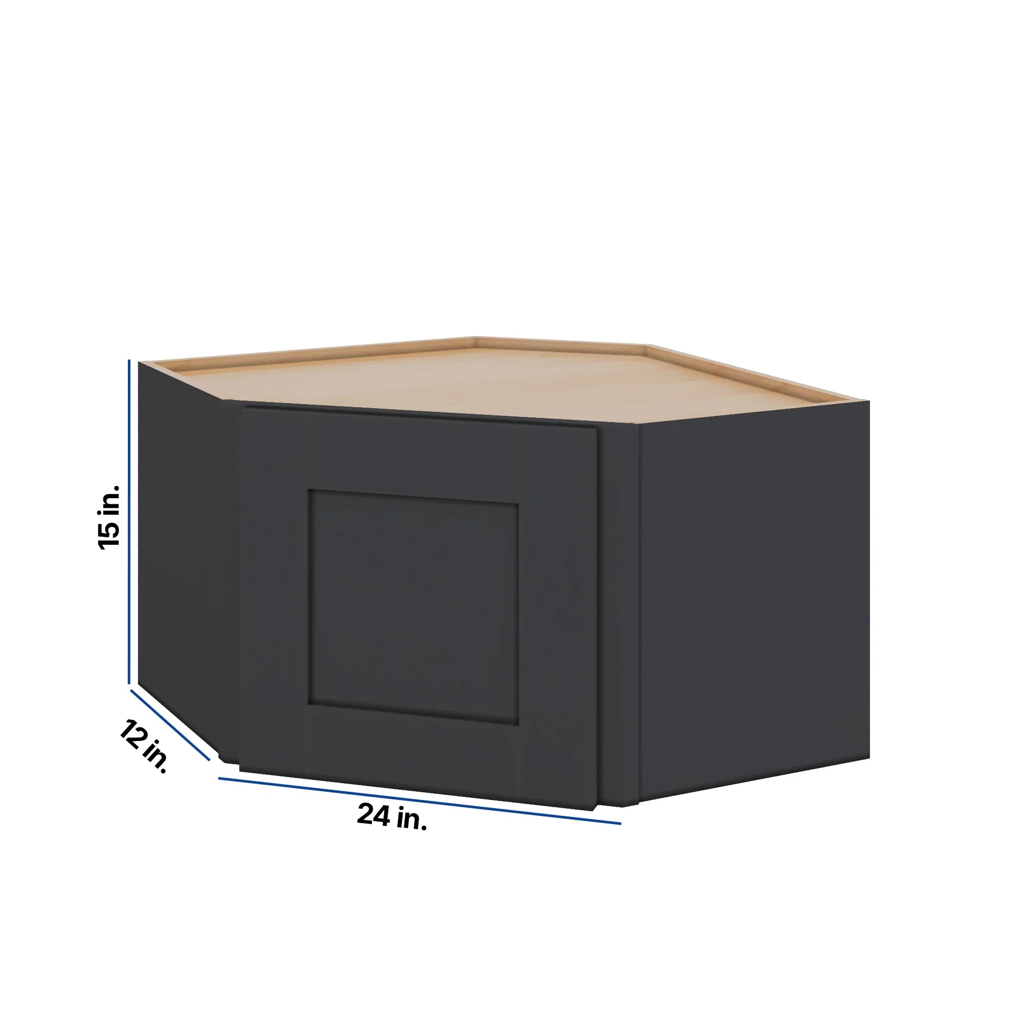 Modernform Cabinet Onyx Black Shaker 24" W X 15" H X 12" D Diagonal Corner Wall Cabinet