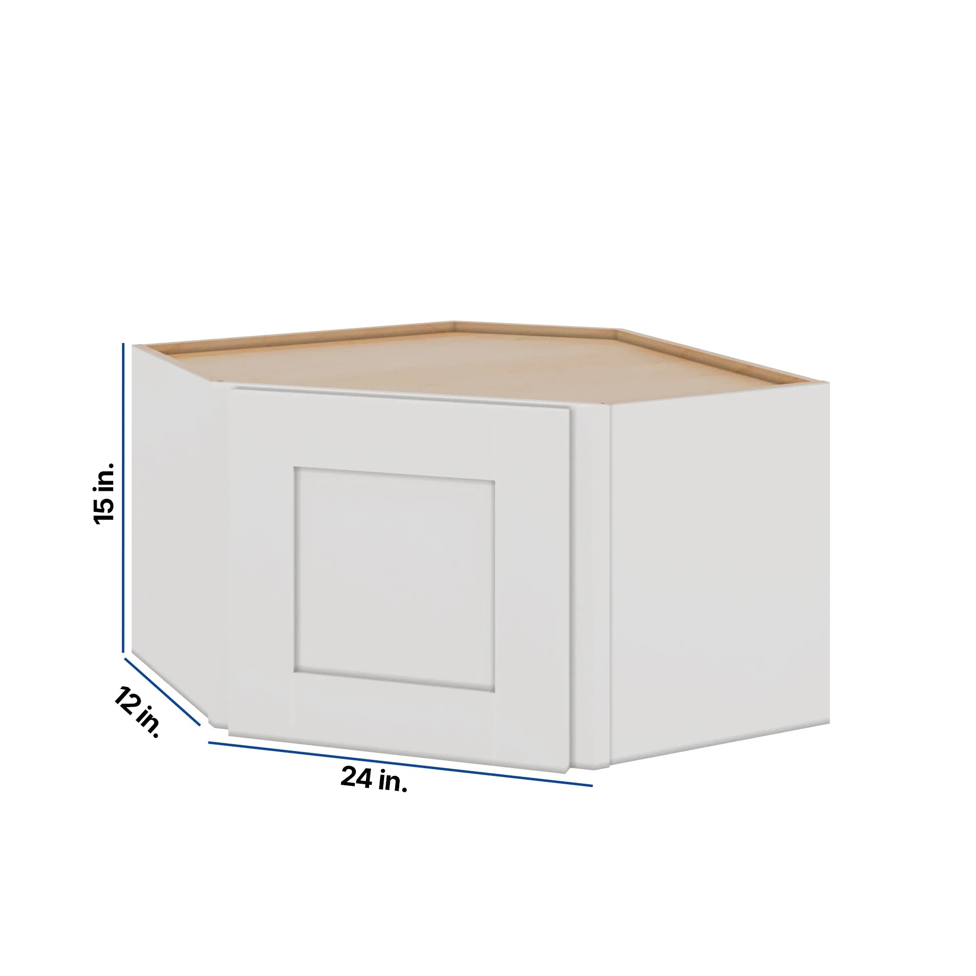Modernform Cabinet White Shaker 24" W X 15" H X 12" D Diagonal Corner Wall Cabinet