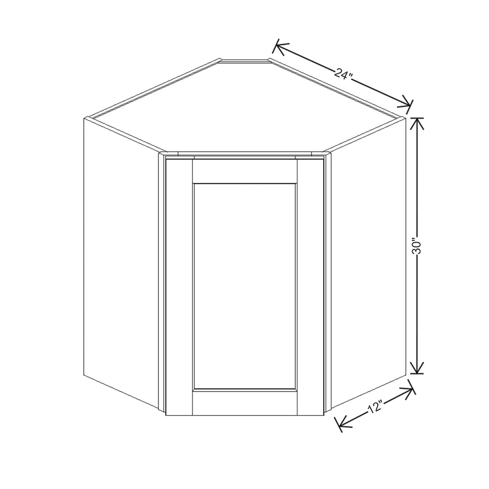 J&K White Shaker S8 Wall Diagonal Cabinet - 24" W x 30" H