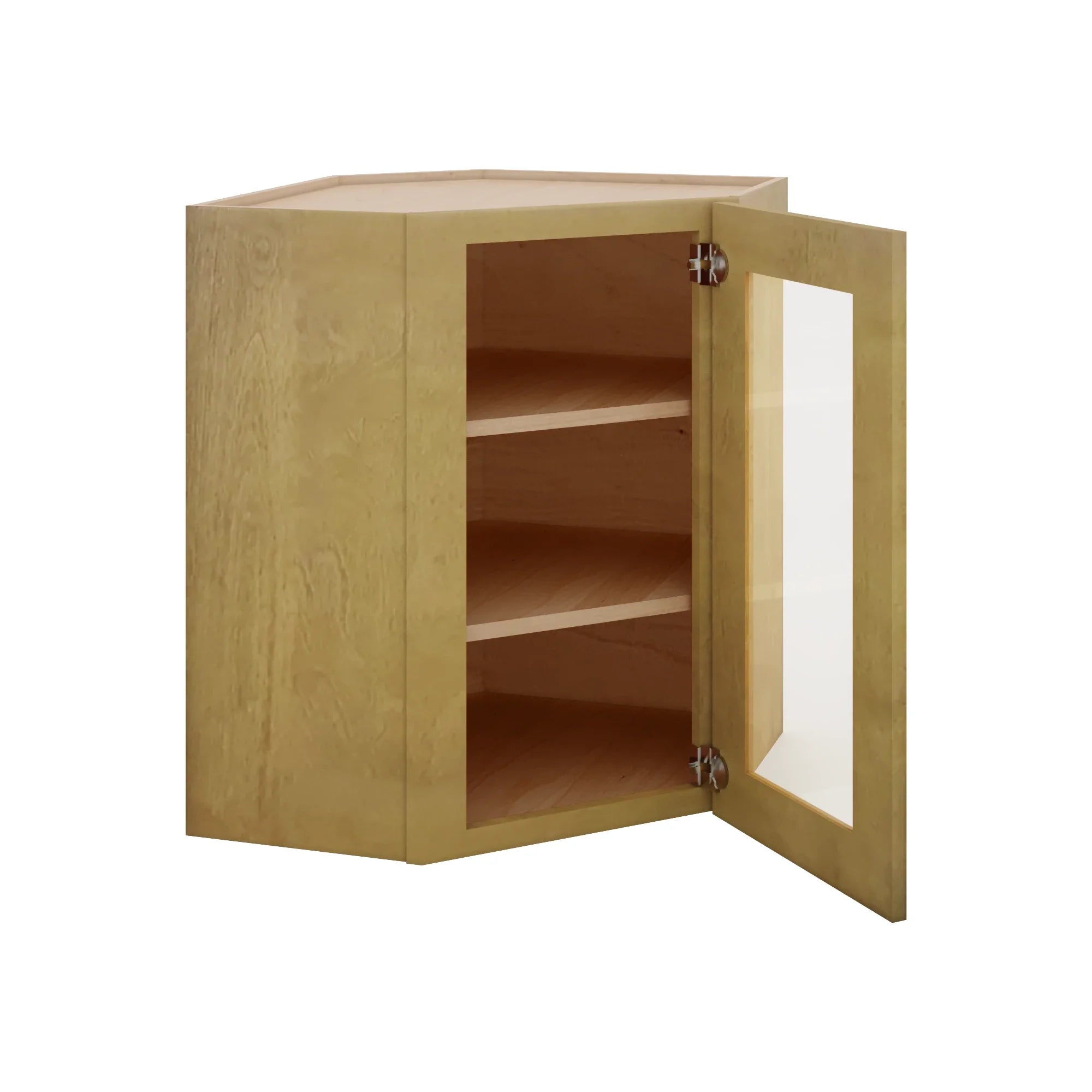 Modernform Cabinet Natural Shaker 24" W X 30" H X 12" D Wall Diagonal Corner Glass Door Cabinet