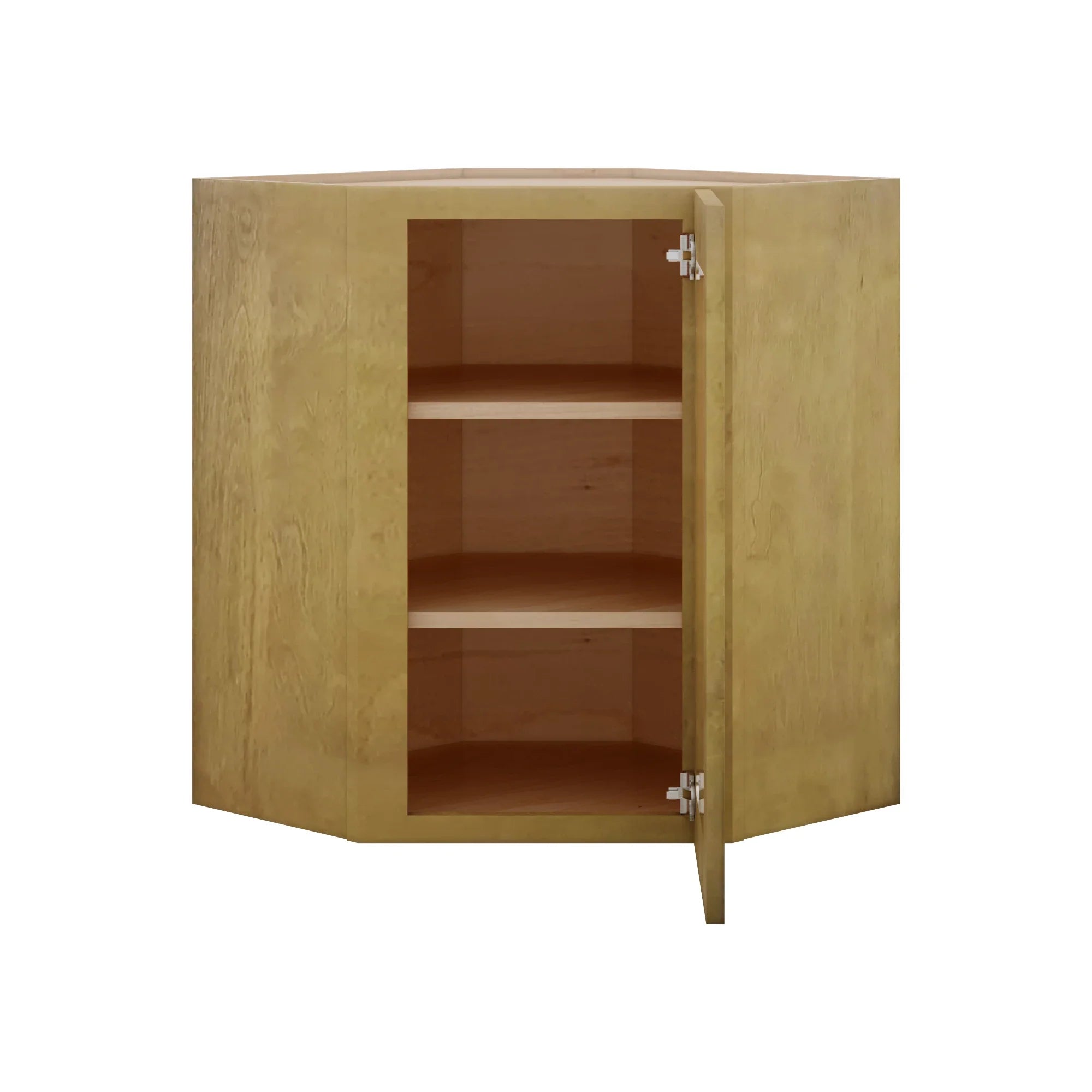 Modernform Cabinet Natural Shaker 24" W X 30" H X 12" D Wall Diagonal Corner Glass Door Cabinet