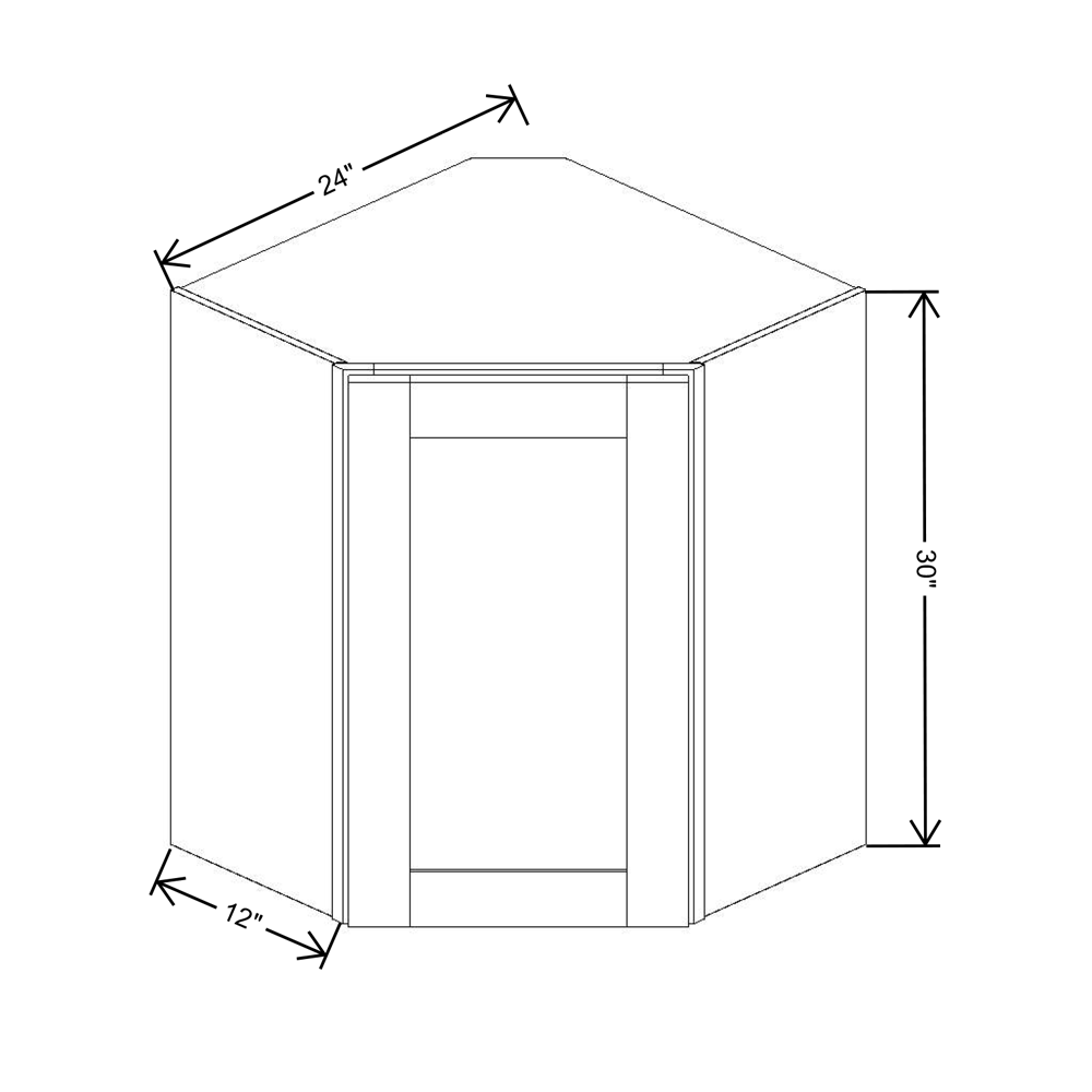 Fabuwood Value Premium Hallmark Frost Diagonal Corner Wall 24"W x 30"H Shaker Cabinet