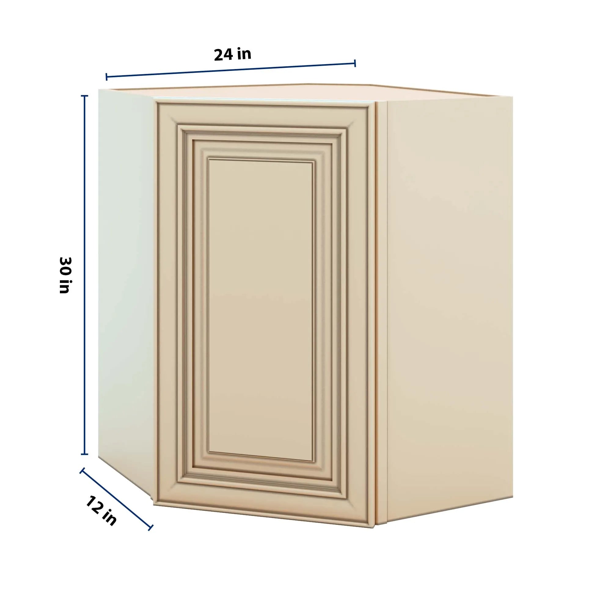 J&K Creme Glazed A7 Wall Diagonal Cabinet - 24" W x 30" H