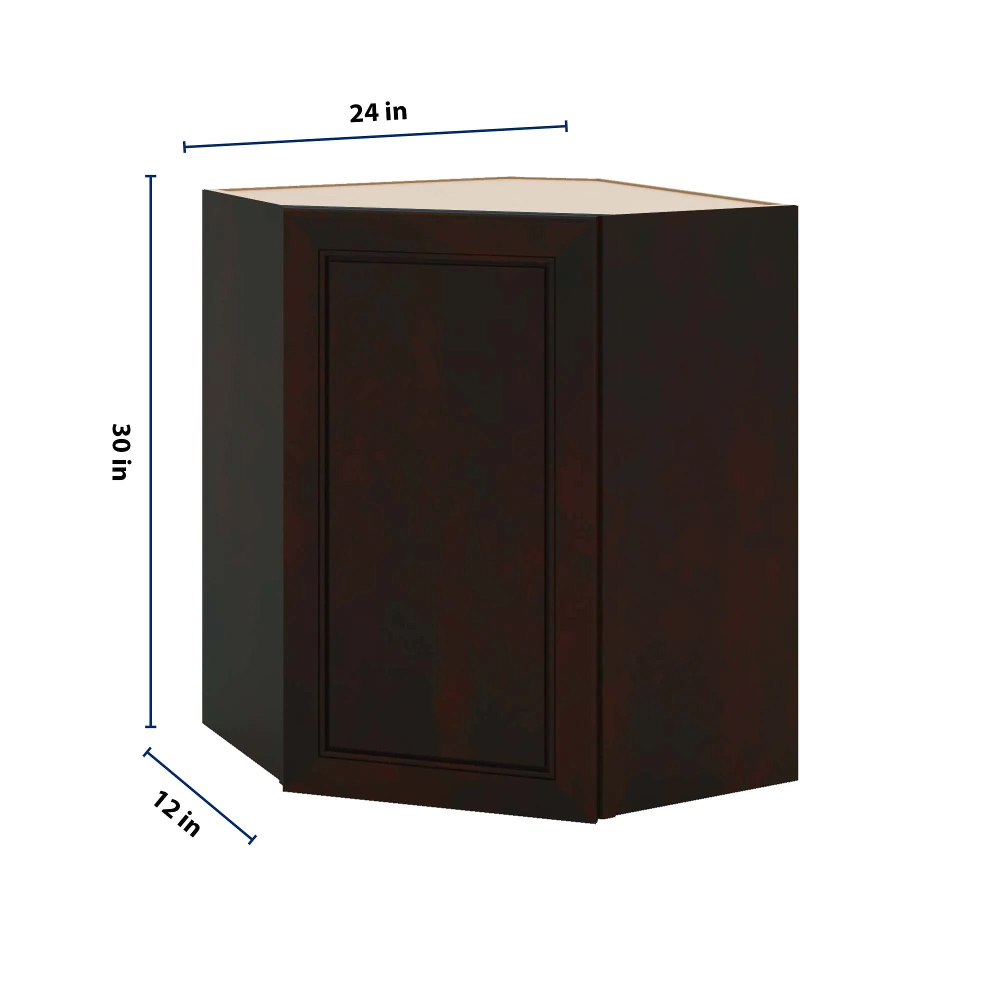 J&K Espresso K8 Wall Diagonal Cabinet - 24" W x 30" H