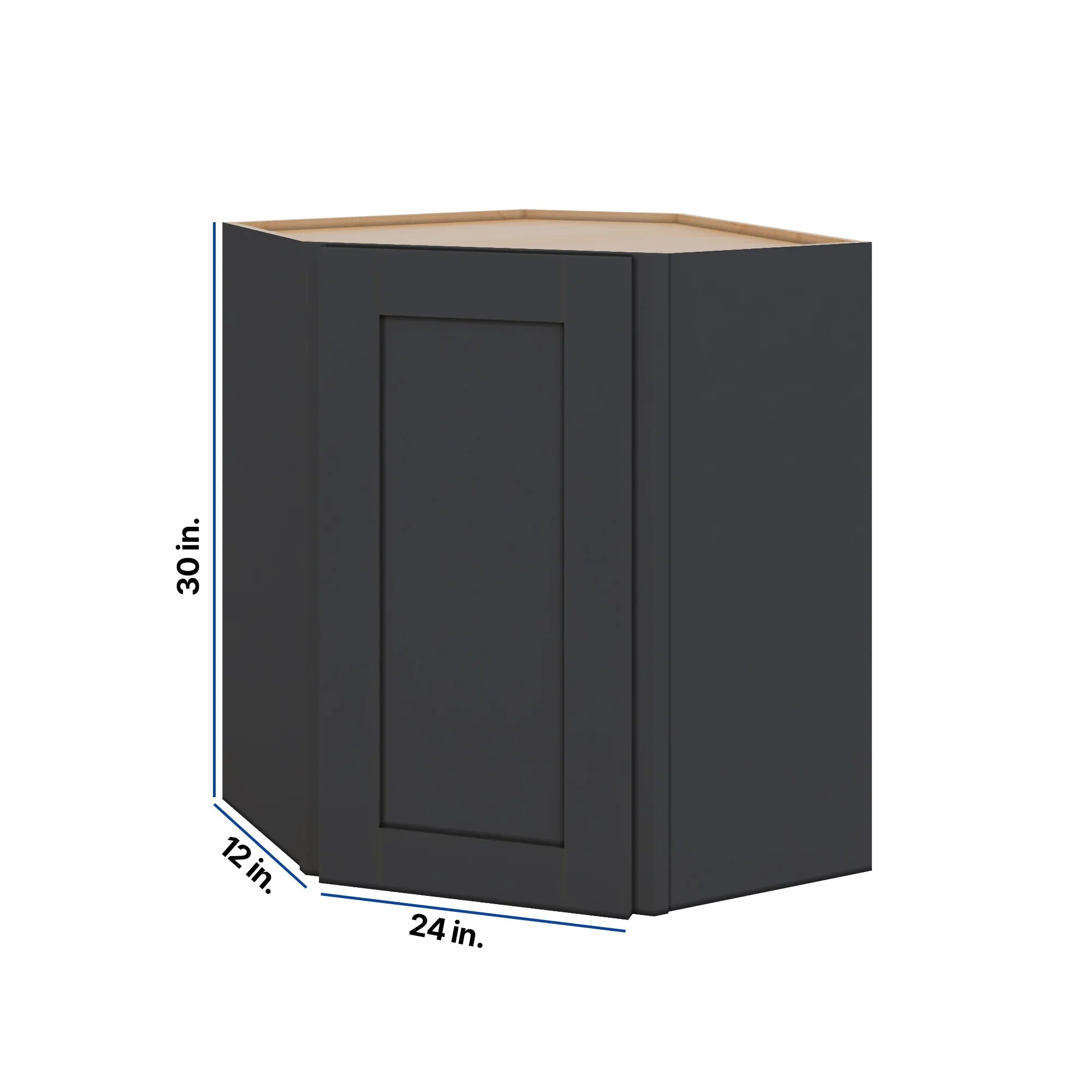 Modernform Cabinet Onyx Black Shaker 24" W X 30" H X 12" D Wall Diagonal Corner Cabinet