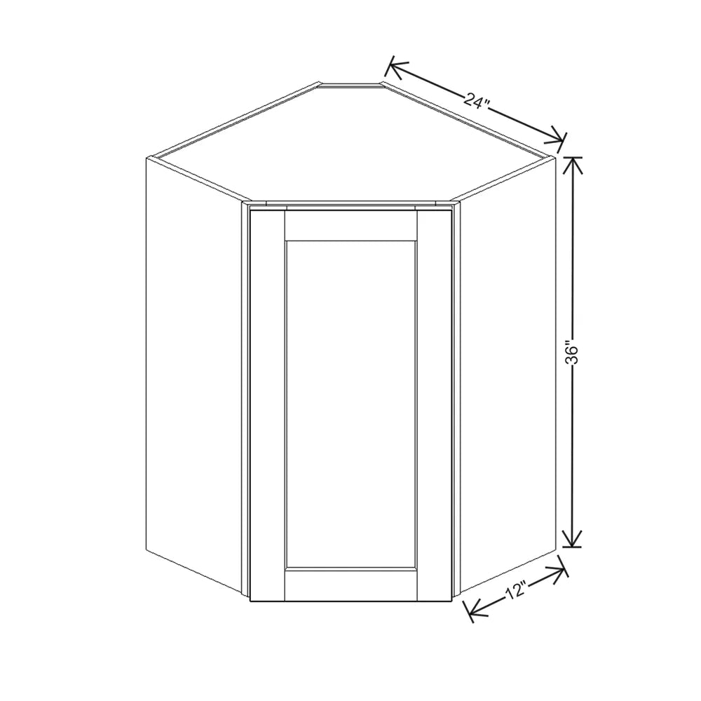 J&K White Shaker S8 Wall Diagonal Cabinet - 24" W x 36" H