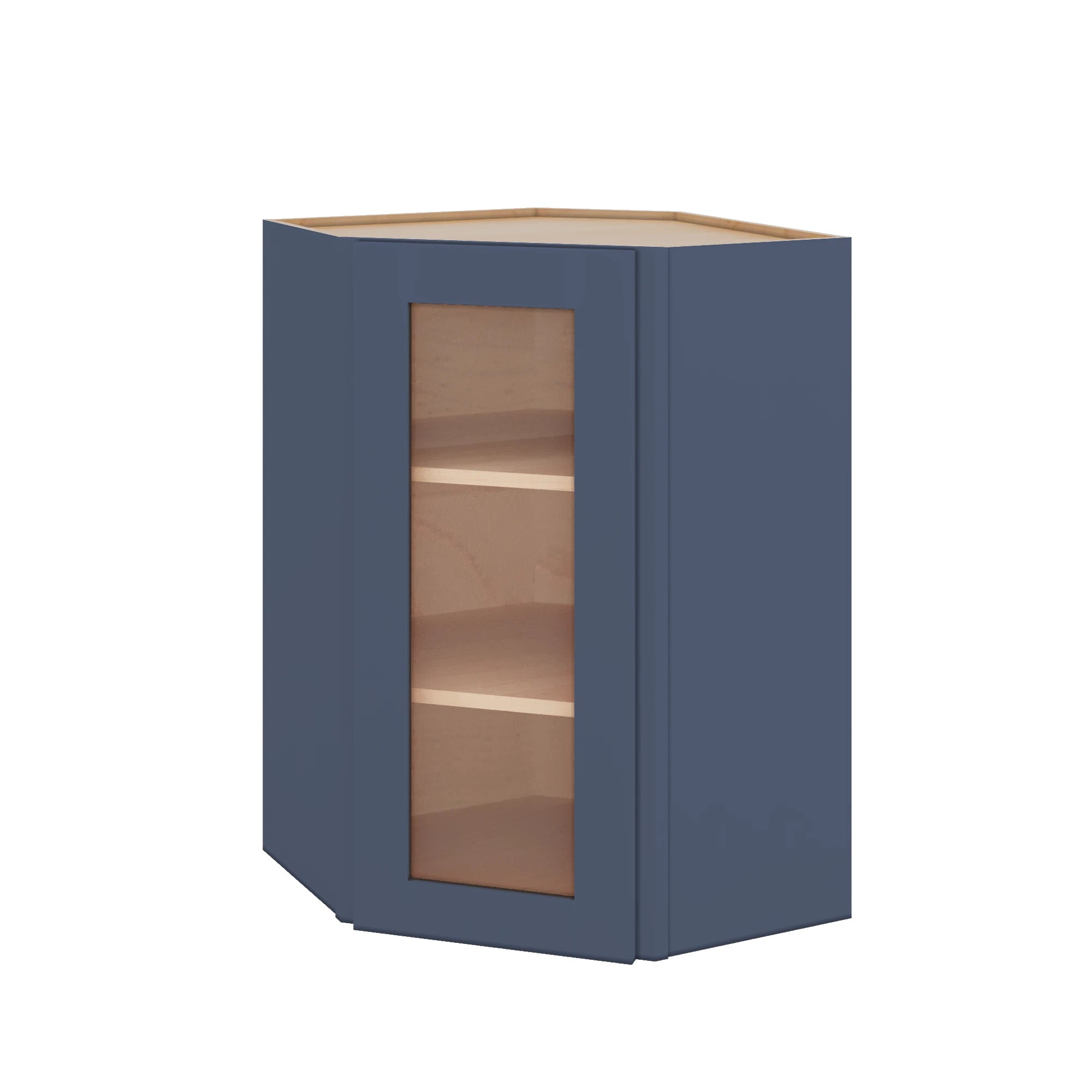 Modernform Cabinet Signature Blue 24" W X 36" H X 12" D Wall Diagonal Corner Glass Door Cabinet
