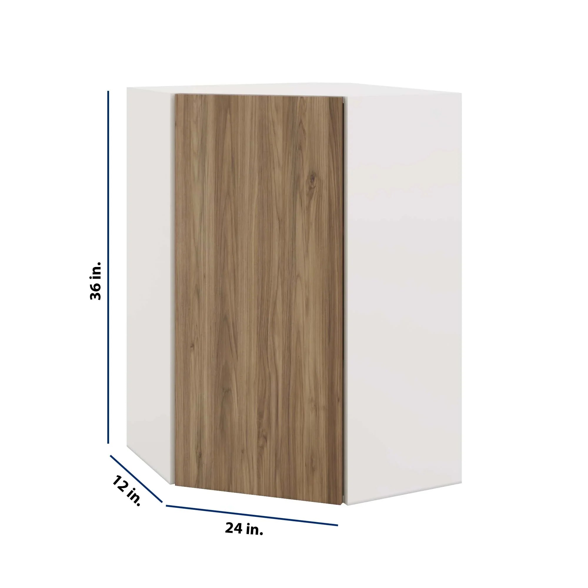 Modernform Cabinet Walnut 24" W X 36" H X 12" D Wall Diagonal Corner Cabinet