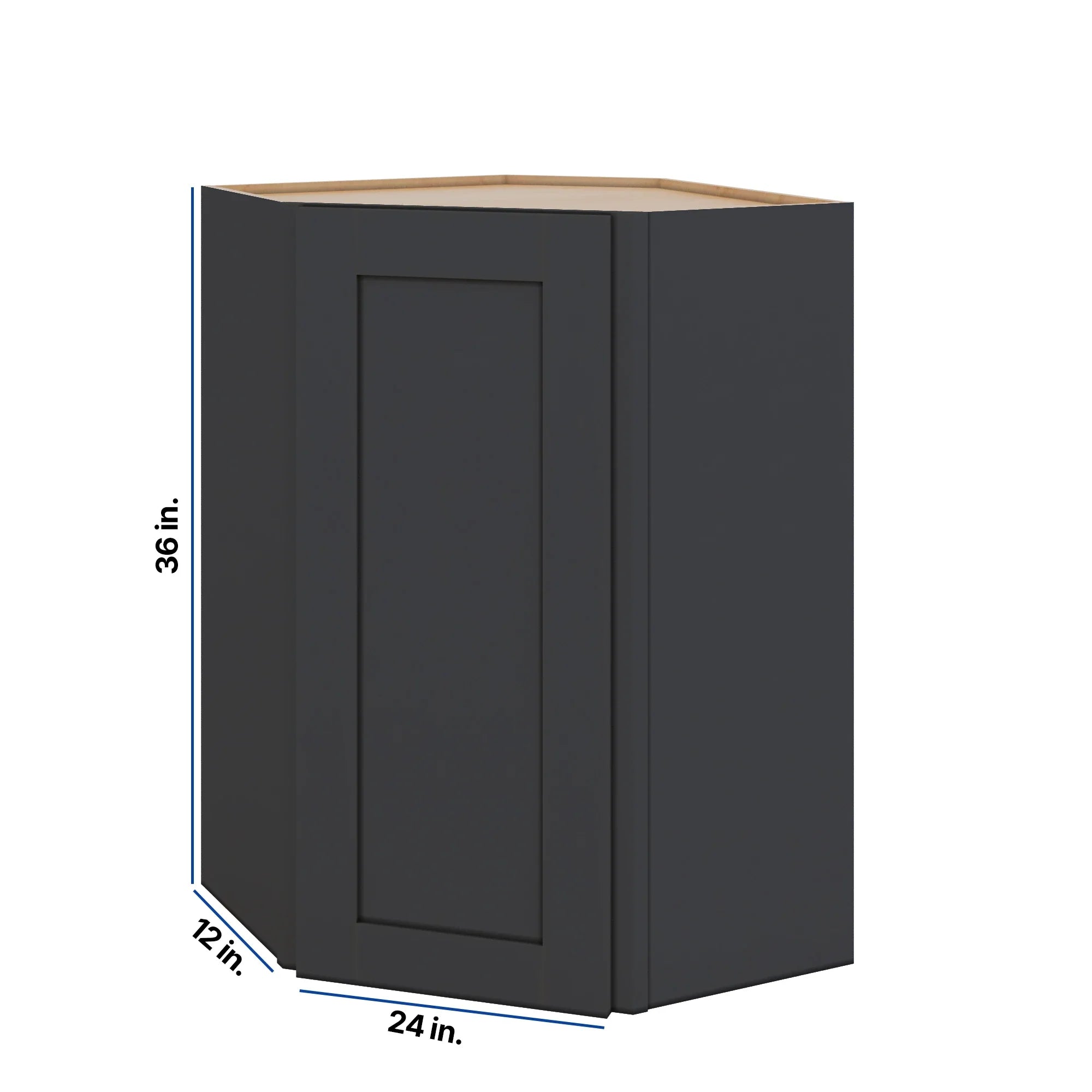 Modernform Cabinet Onyx Black Shaker 24" W X 36" H X 12" D Wall Diagonal Corner Cabinet