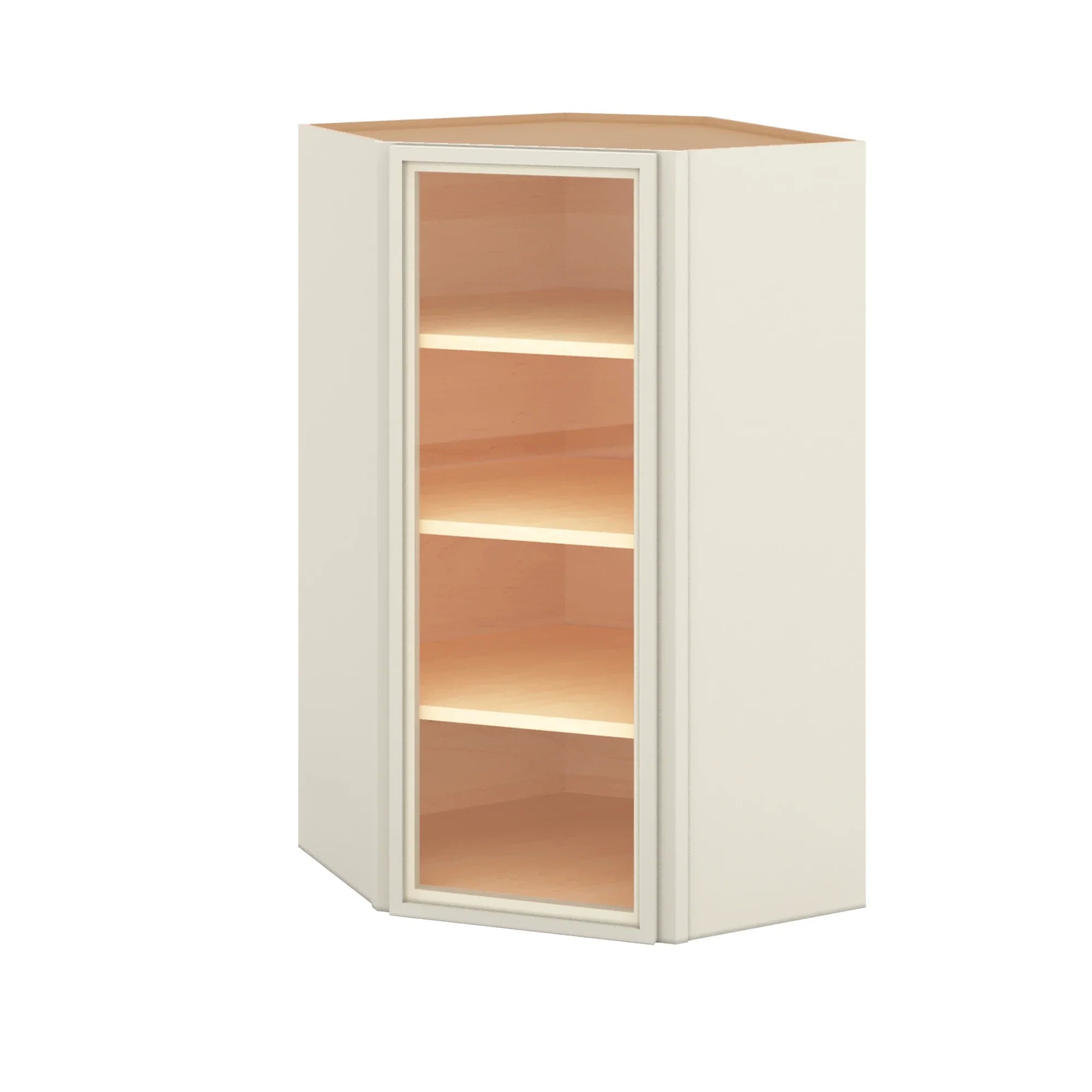 Modernform Cabinet Slim Dove White 24" W X 42" H X 12" D Wall Diagonal Corner Glass Door Cabinet