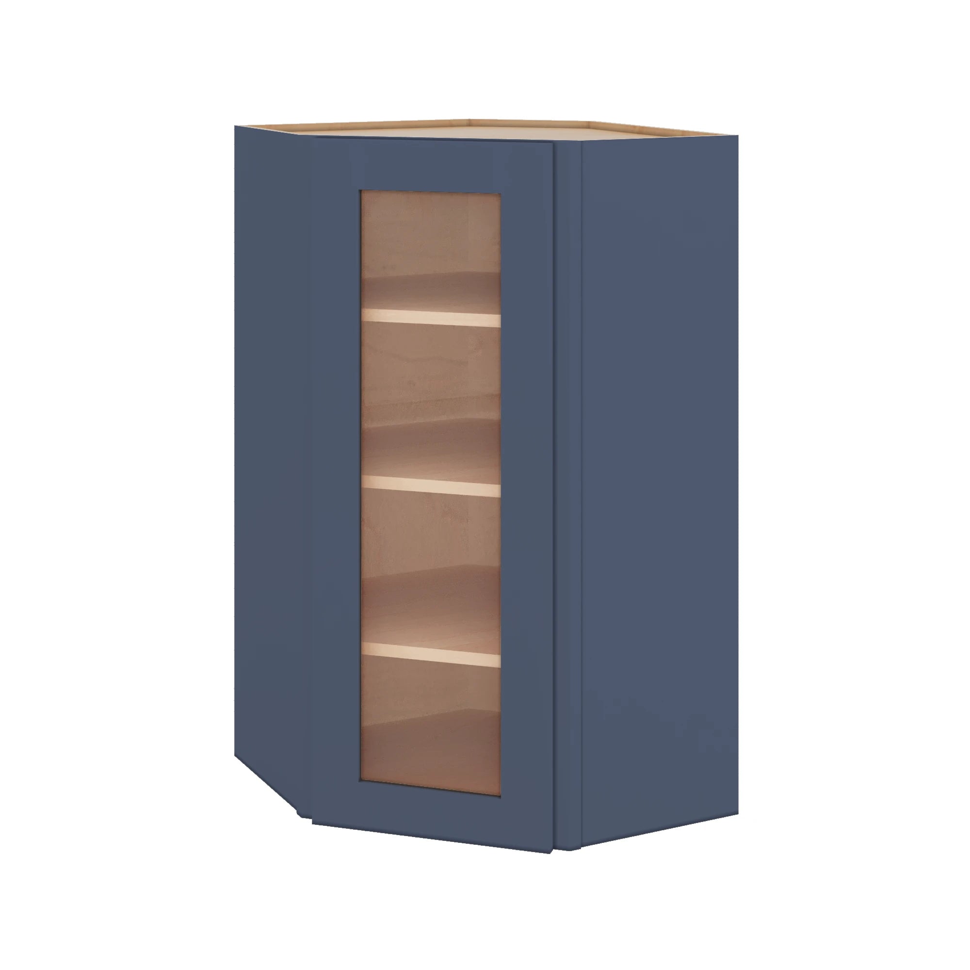 Modernform Cabinet Signature Blue 24" W X 42" H X 12" D Wall Diagonal Corner Glass Door Cabinet
