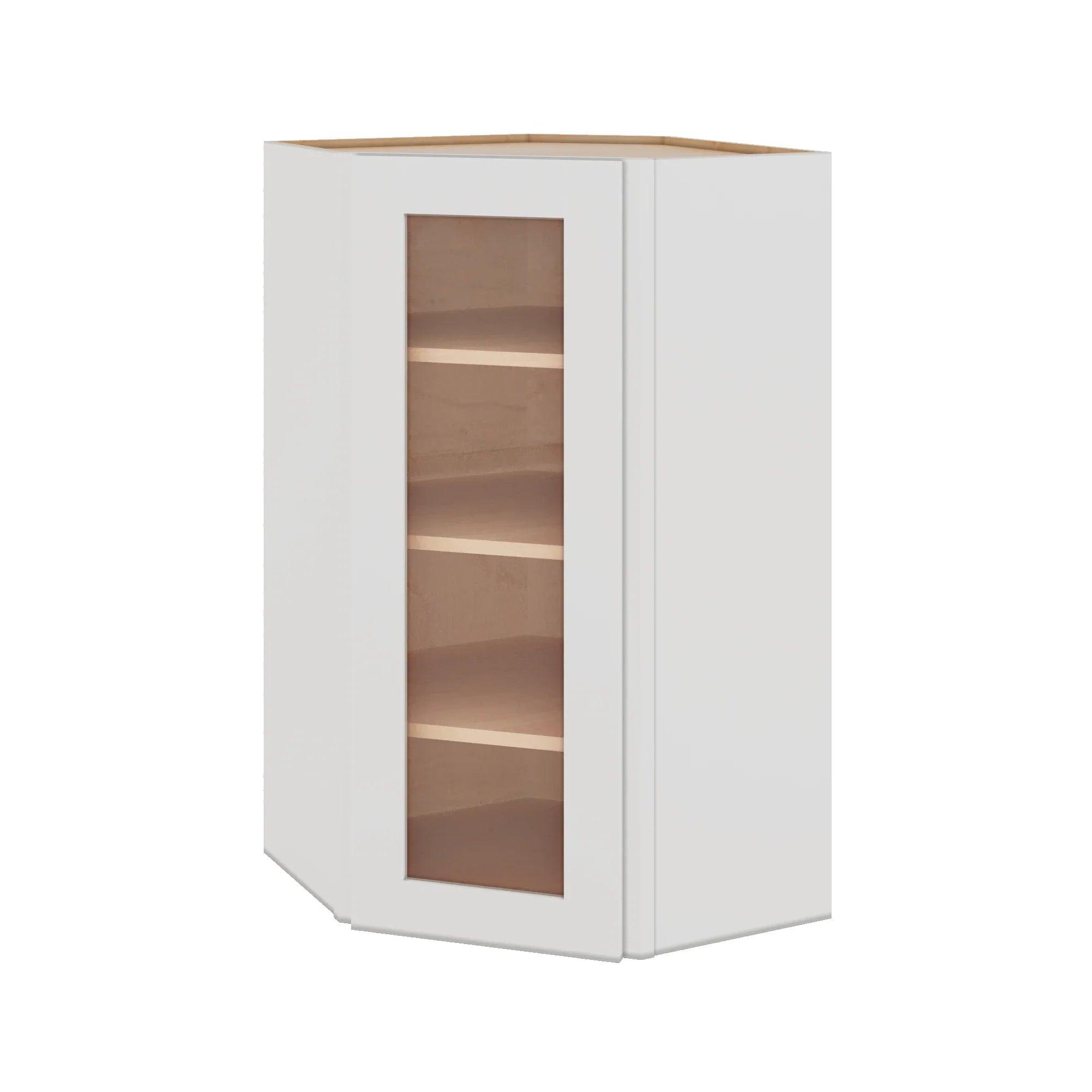 Modernform Cabinet White Shaker 24" W X 42" H X 12" D Wall Diagonal Corner Glass Door Cabinet