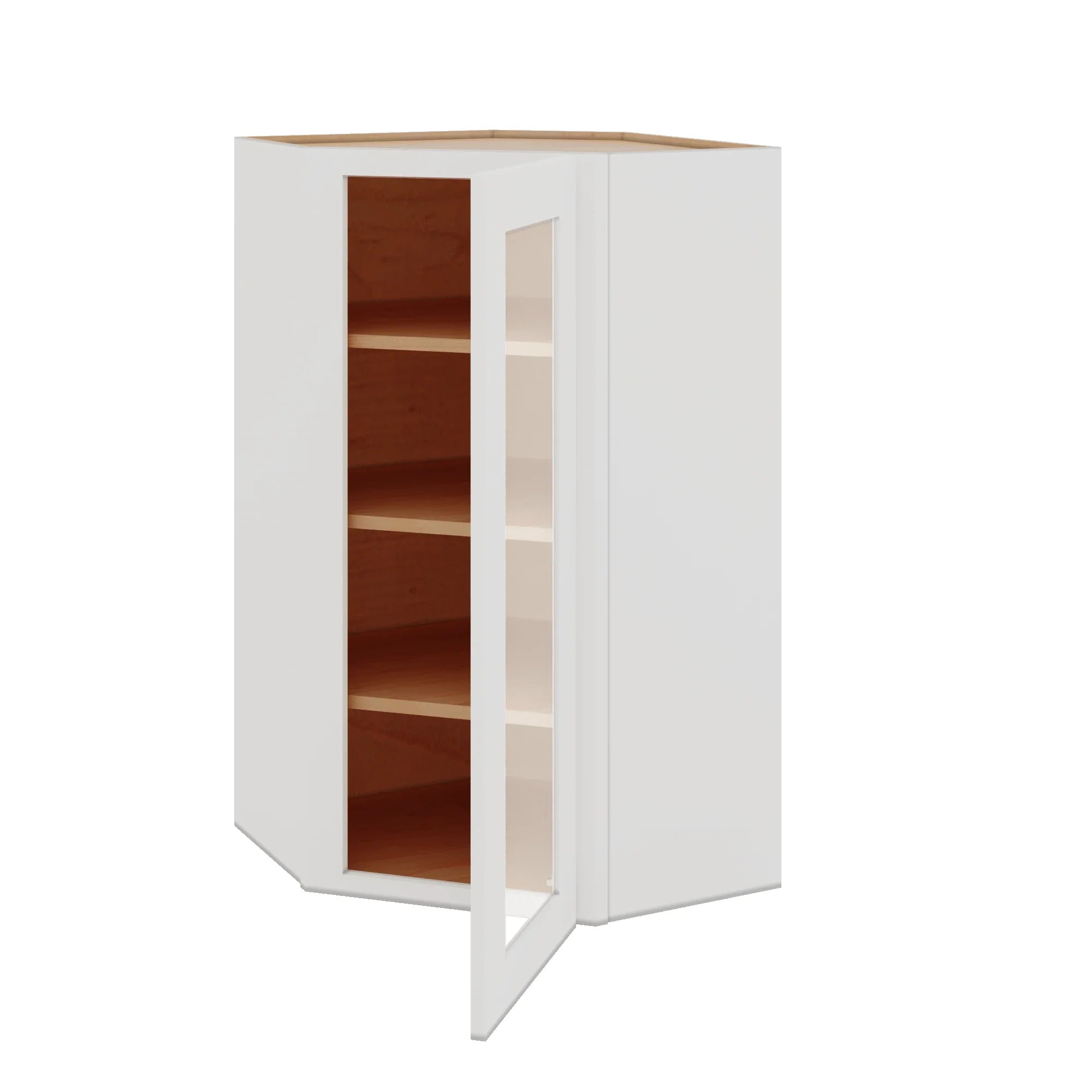 Modernform Cabinet White Shaker 24" W X 42" H X 12" D Wall Diagonal Corner Glass Door Cabinet