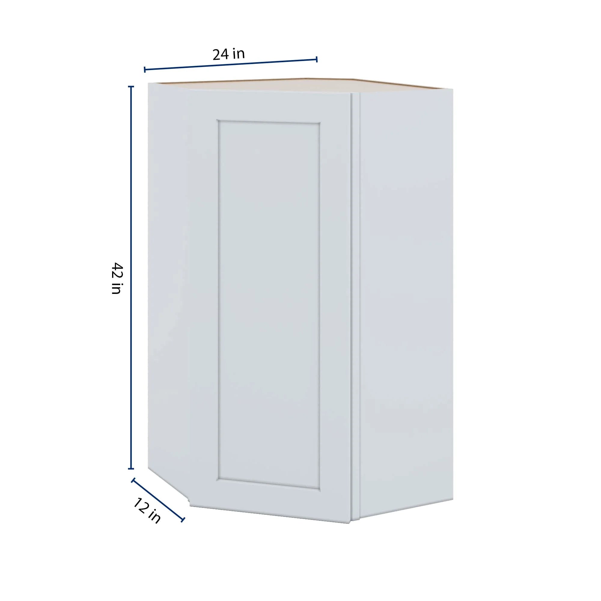 J&K White Shaker S8 Wall Diagonal Cabinet - 24" W x 42" H