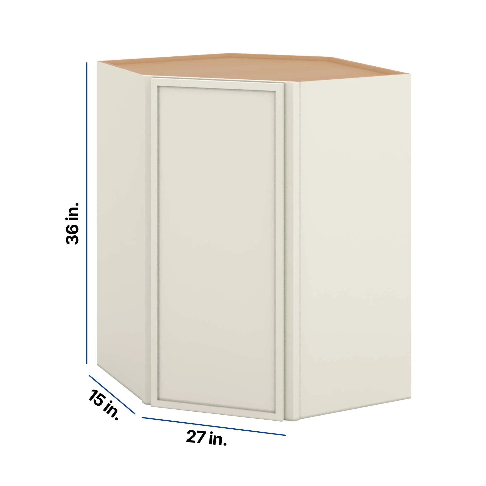 Modernform Cabinet Slim Dove White 27" W X 36" H X 15" D Wall Diagonal Corner Cabinet