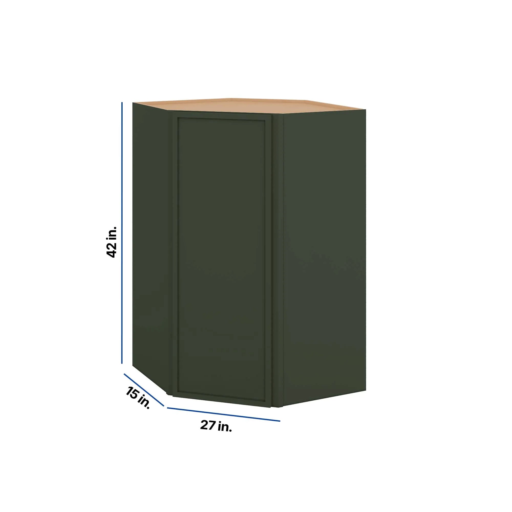 Modernform Cabinet Slim Sage Green 27" W X 42" H X 15" D Wall Diagonal Corner Cabinet
