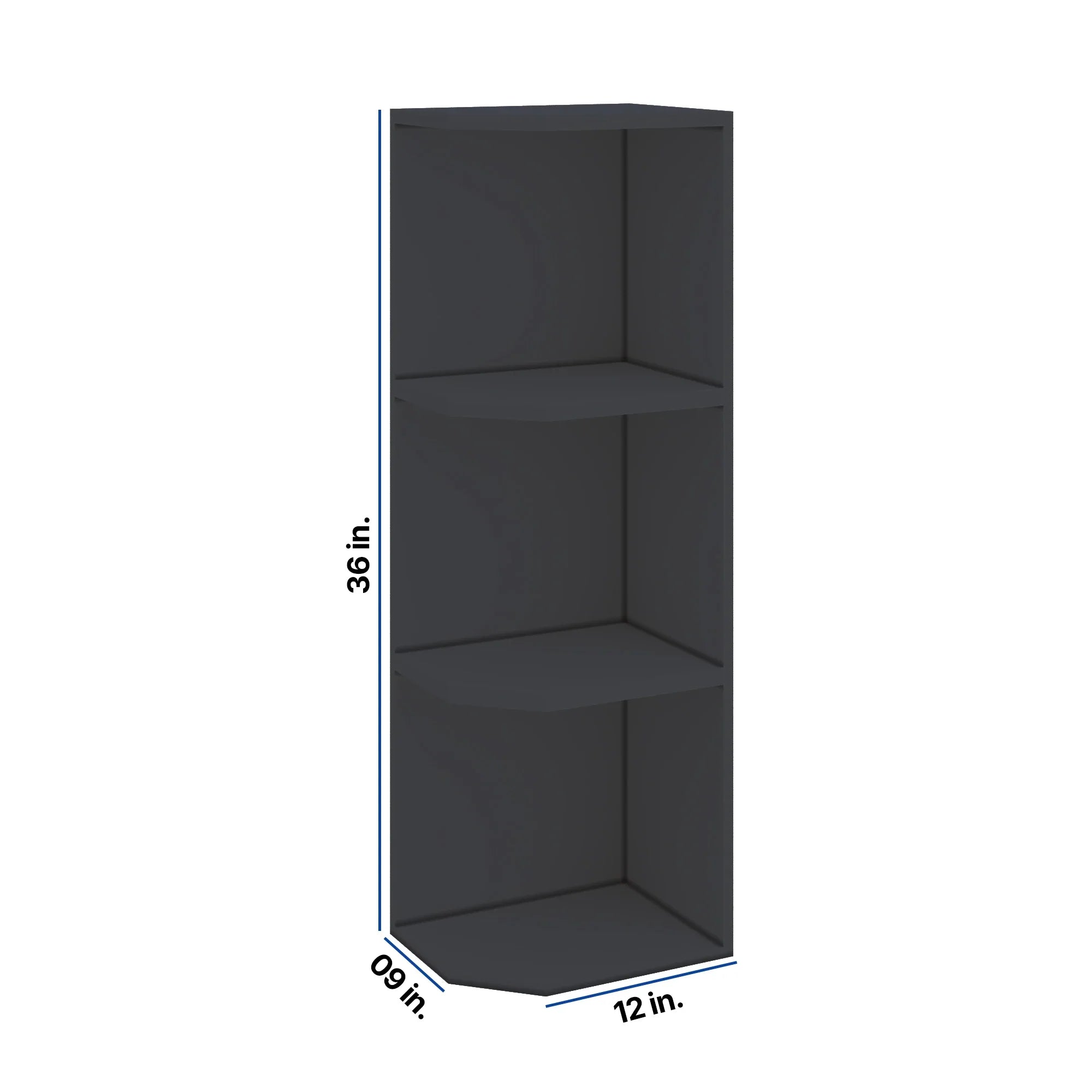 Modernform Cabinet Onyx Black Shaker 09" W X 36" H X 12" D Wall Open End Cabinet