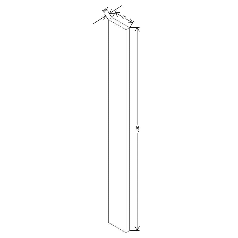 J&K White Shaker S8 Wall Filler 3" W x 30" H