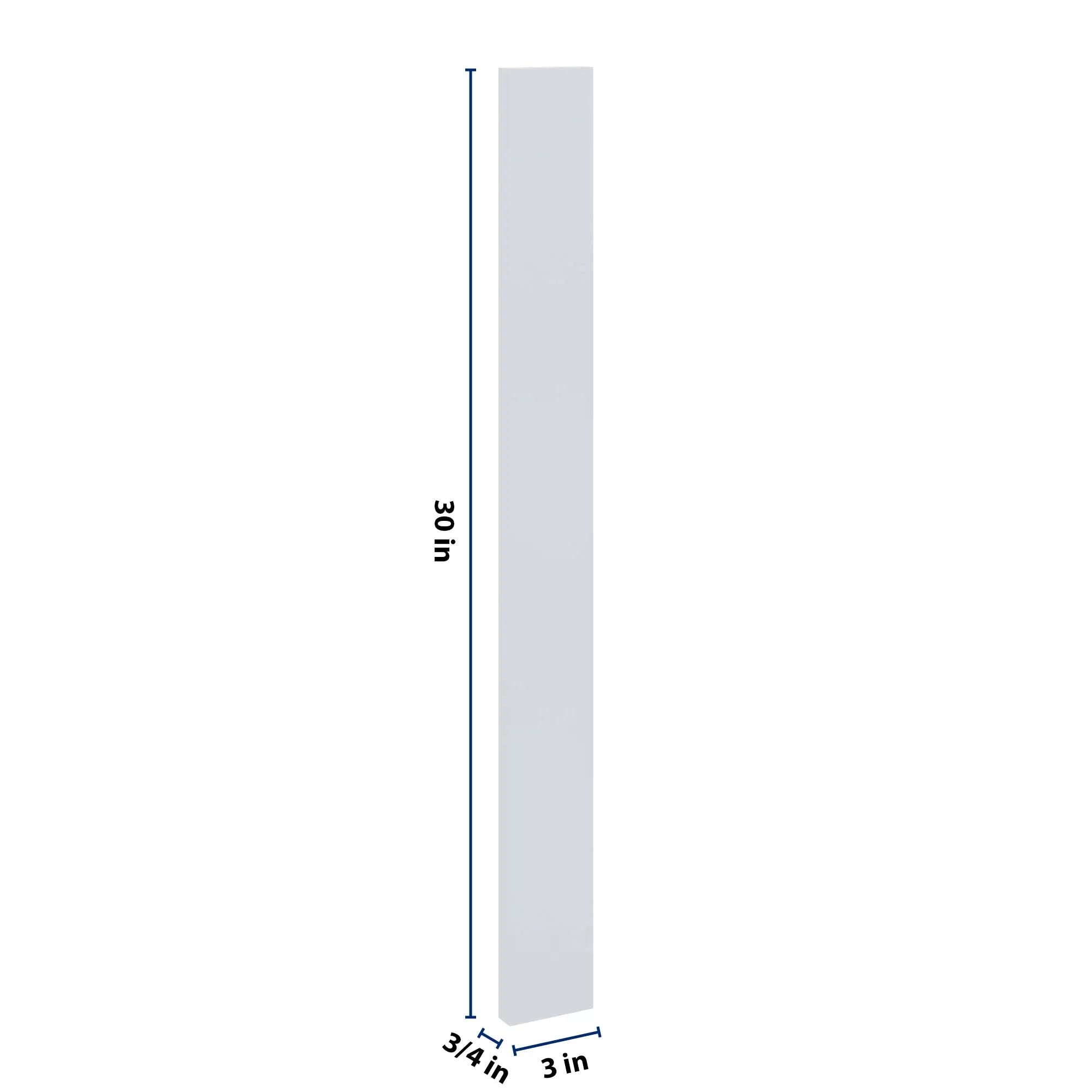J&K White Shaker S8 Wall Filler 3" W x 30" H