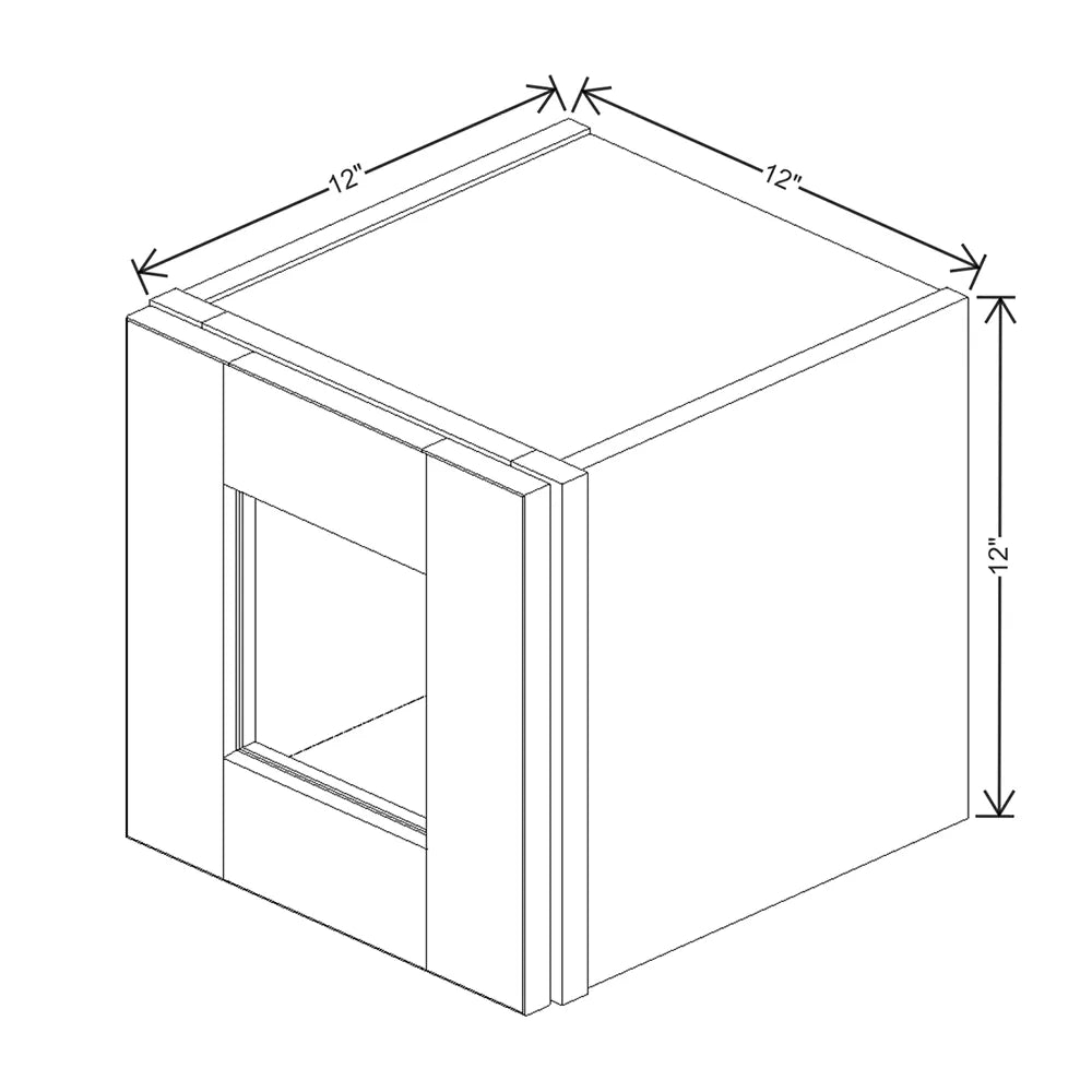 J&K White Shaker S8 Wall Glass Cabinet - 12" W x 12" H (No Glass Insert)