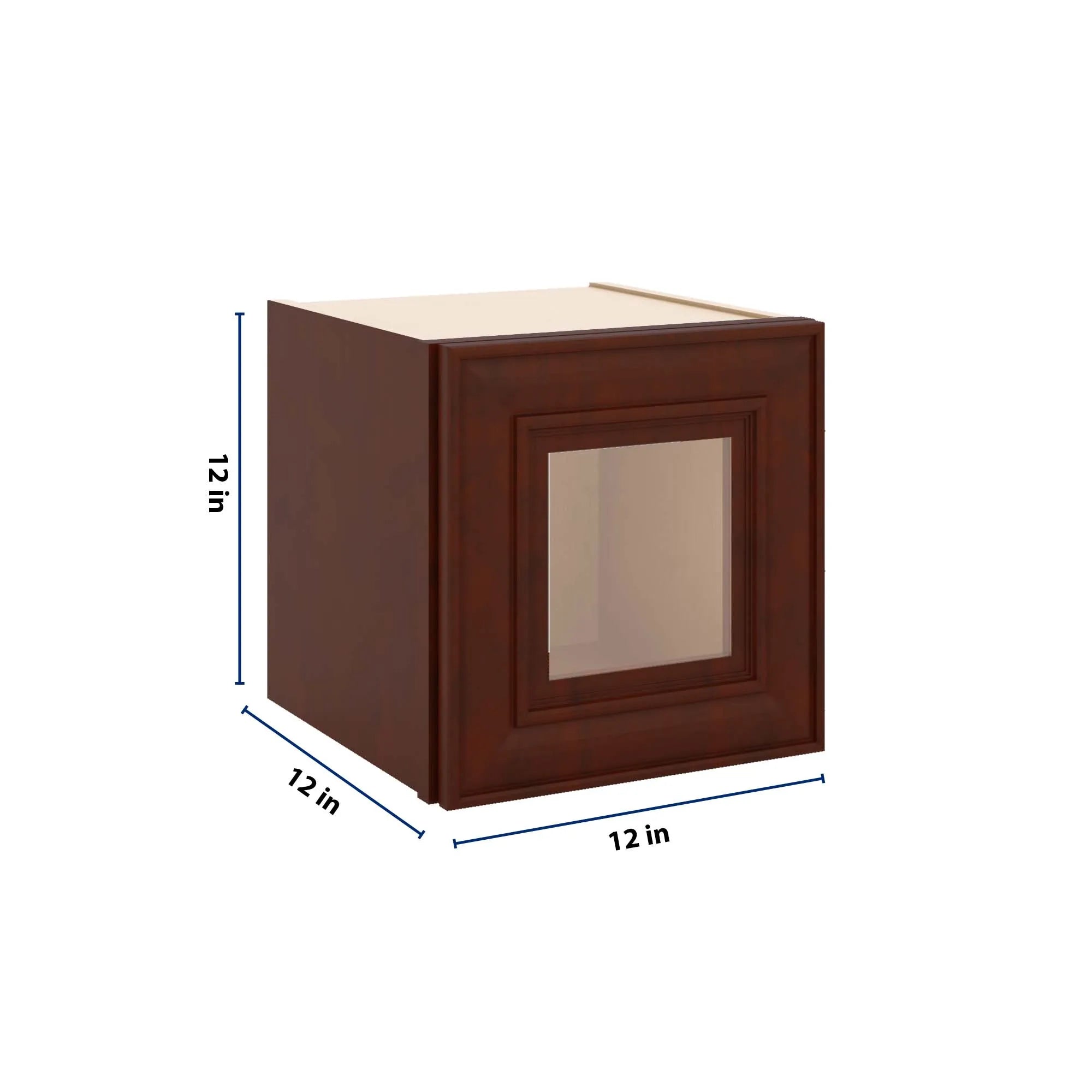 J&K Mahogany J5 Wall Glass Cabinet - 12" W x 12" H (No Glass Insert)
