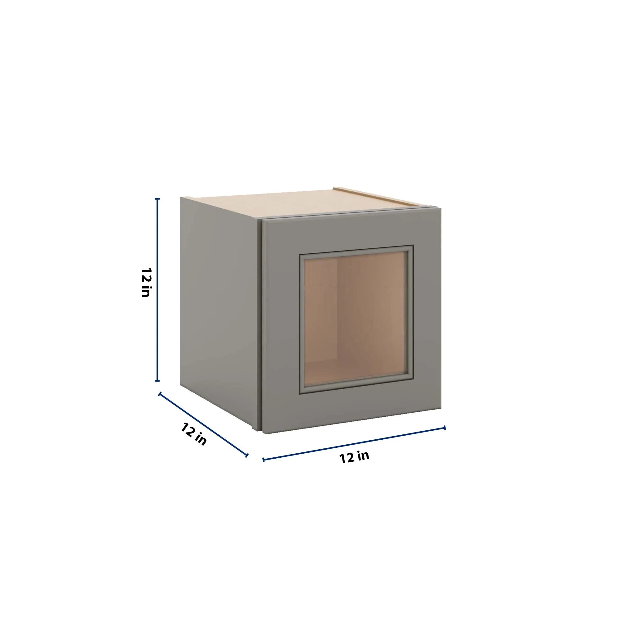 J&K Greige K3 Wall Glass Cabinet - 12" W x 12" H (No Glass Insert)