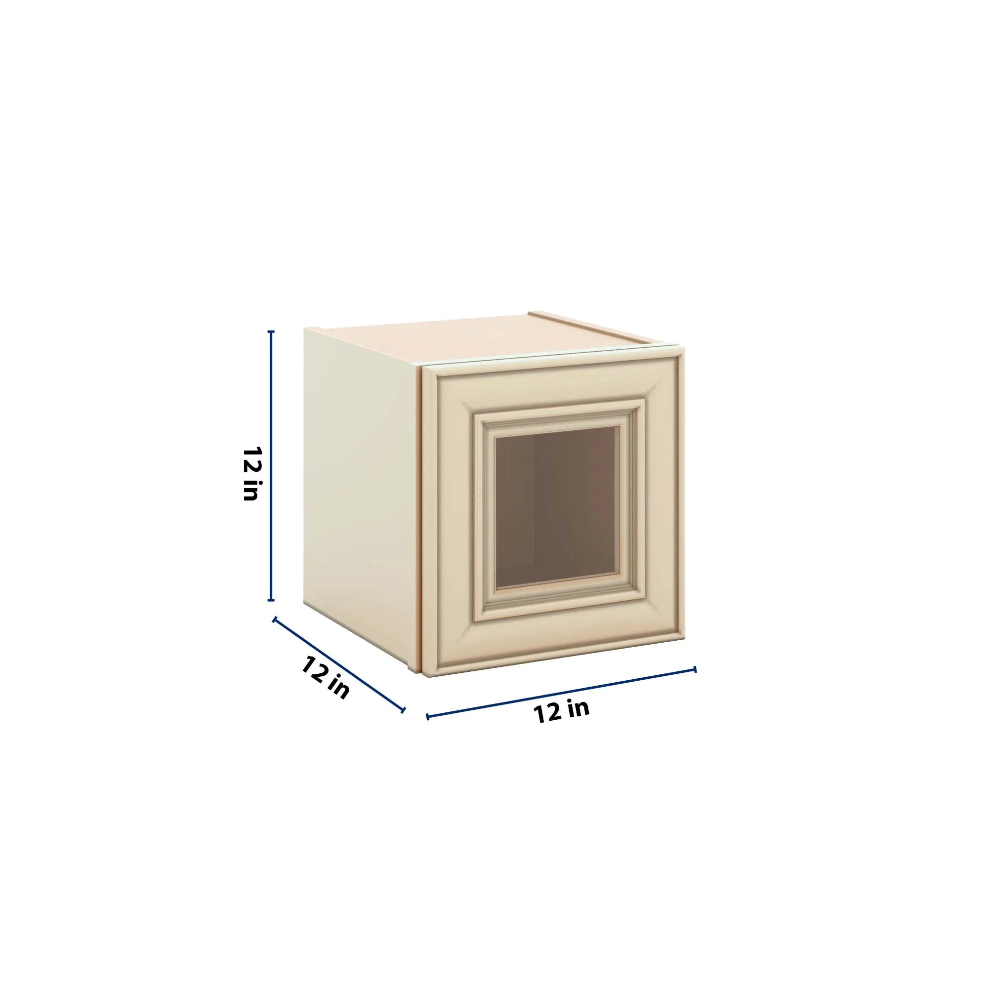 J&K Creme Glazed A7 Wall Glass Cabinet - 12" W x 12" H (No Glass Insert)