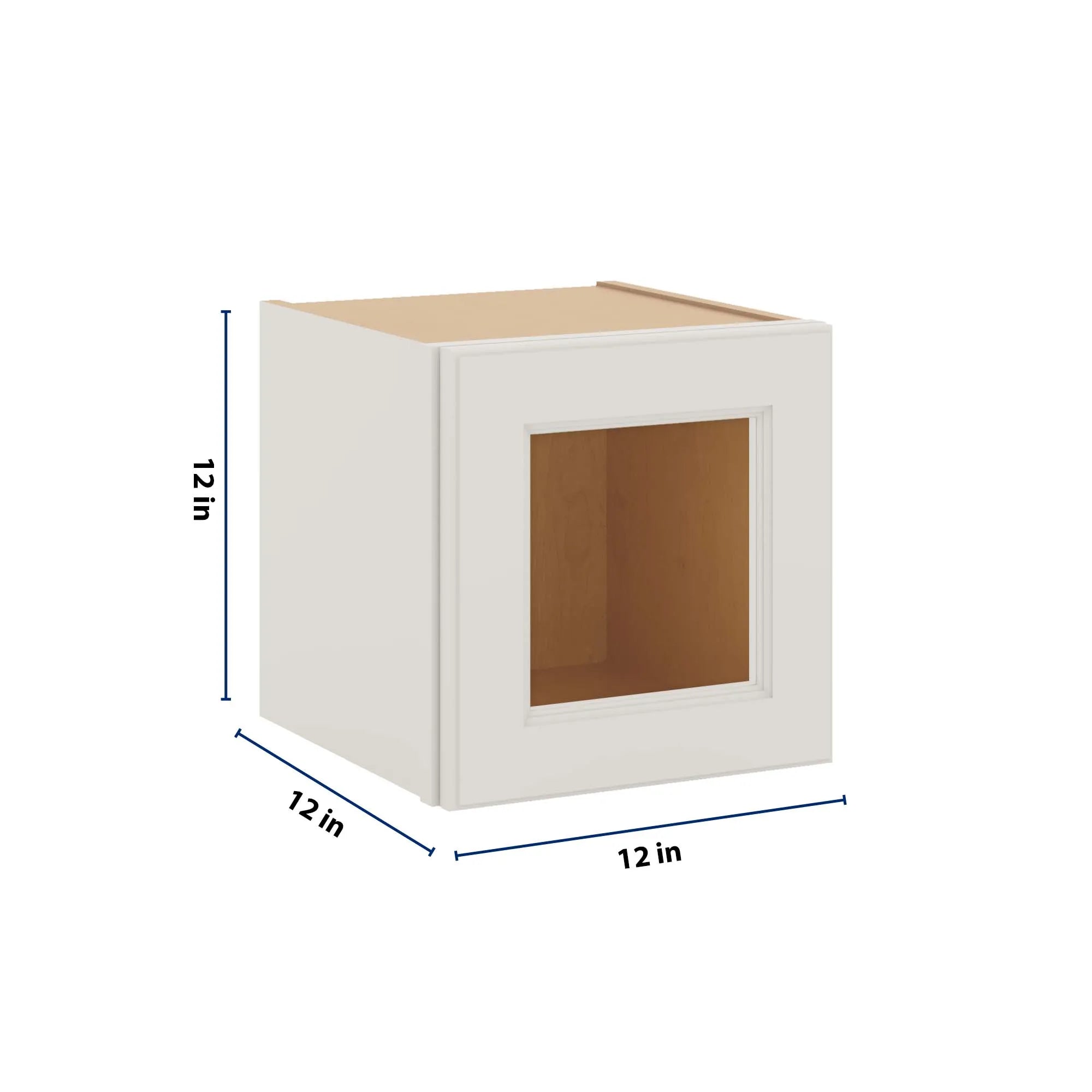 J&K Dove E1 Wall Glass Cabinet - 12" W x 12" H (No Glass Insert)