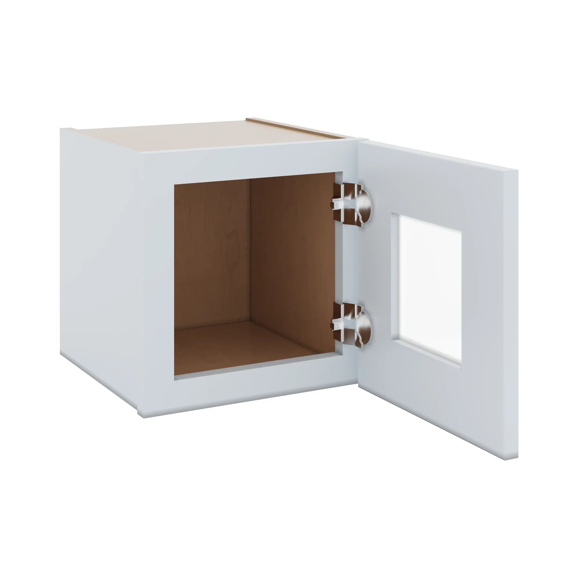 J&K White Shaker S8 Wall Glass Cabinet   12" W x 12" H (No Glass Insert)