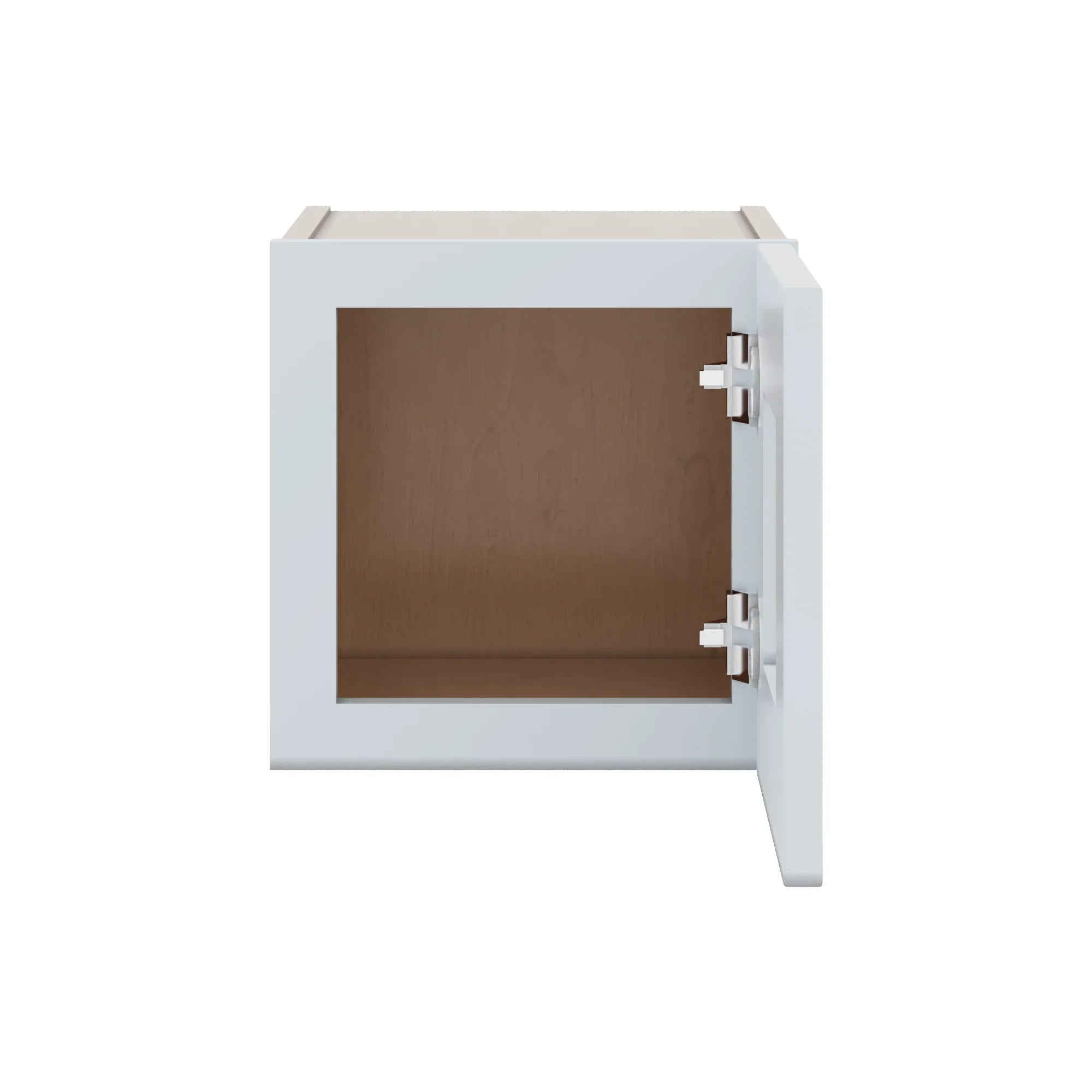 J&K White Shaker S8 Wall Glass Cabinet   12" W x 12" H (No Glass Insert)