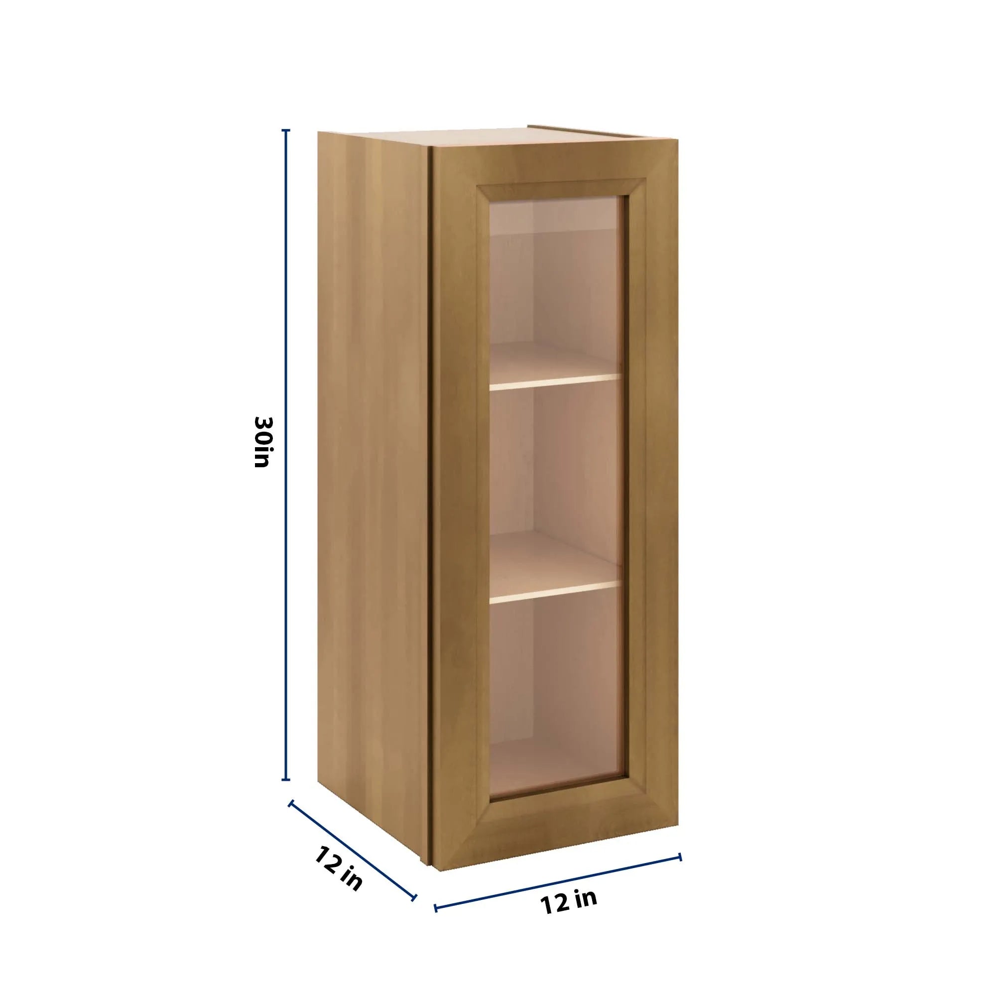 J&K Butterscotch B8 Wall Glass Cabinet - 12" W x 30" H (No Glass Insert)