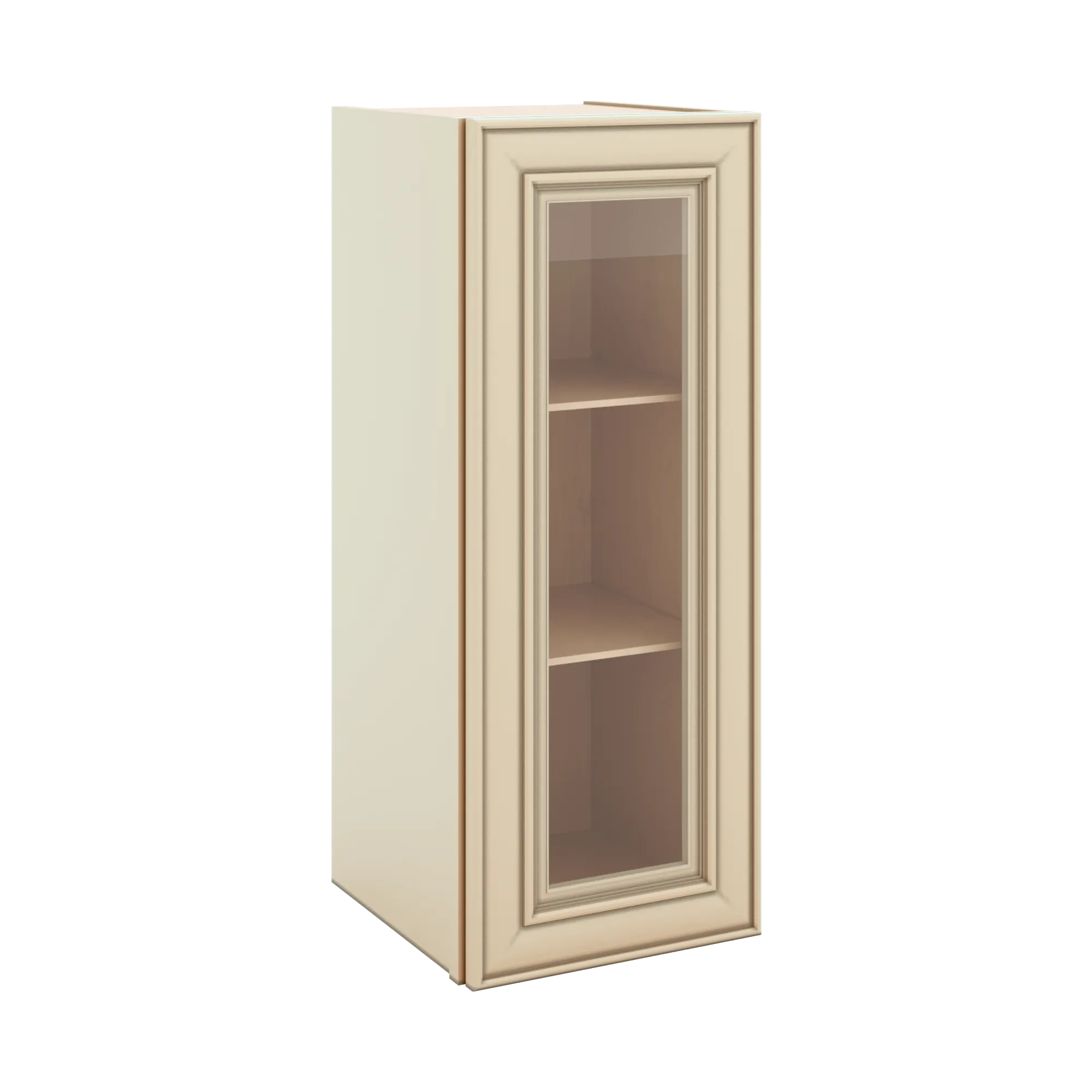 J&K Creme Glazed A7 Wall Glass Cabinet - 12" W x 30" H (No Glass Insert)