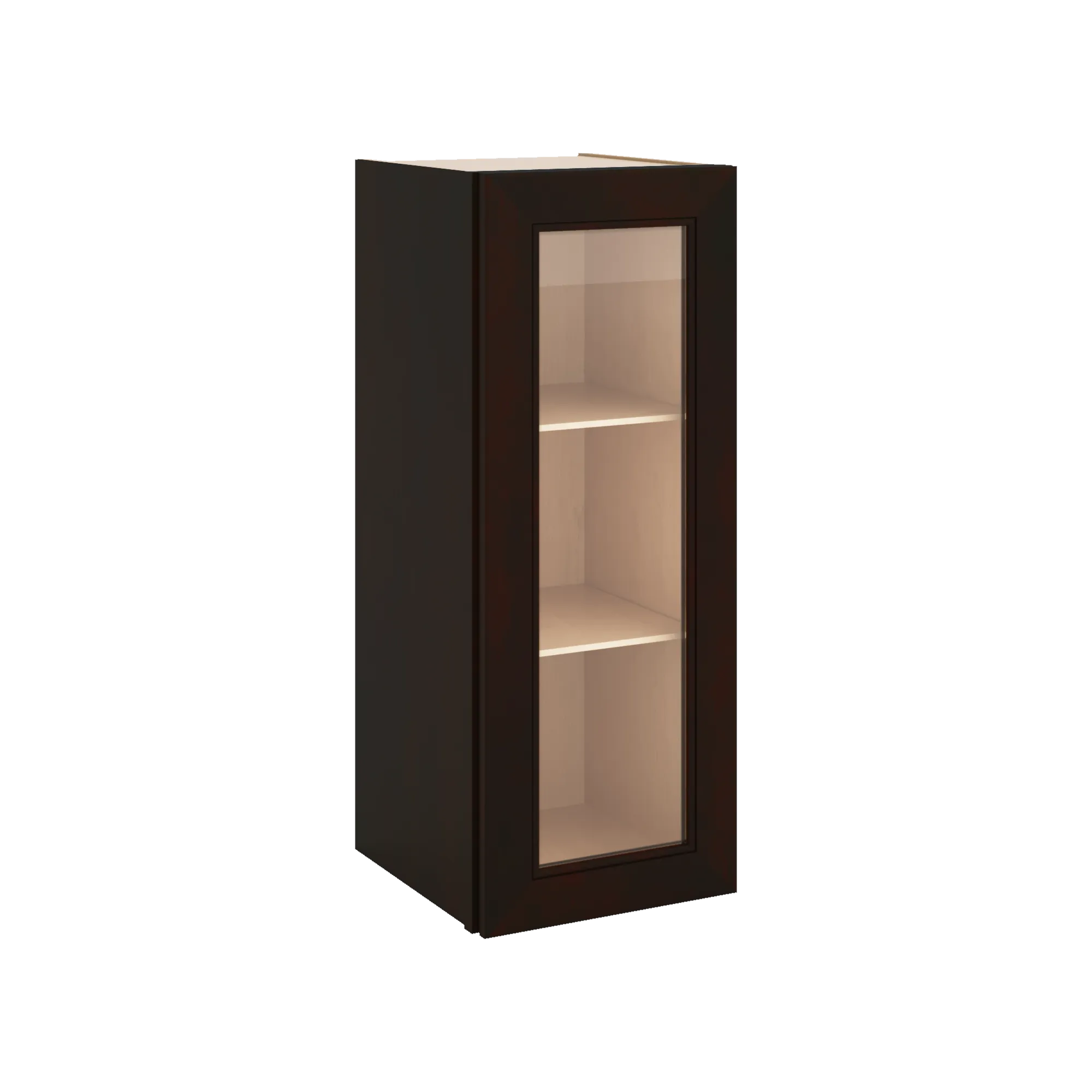 J&K Espresso K8 Wall Glass Cabinet - 12" W x 30" H (No Glass Insert)