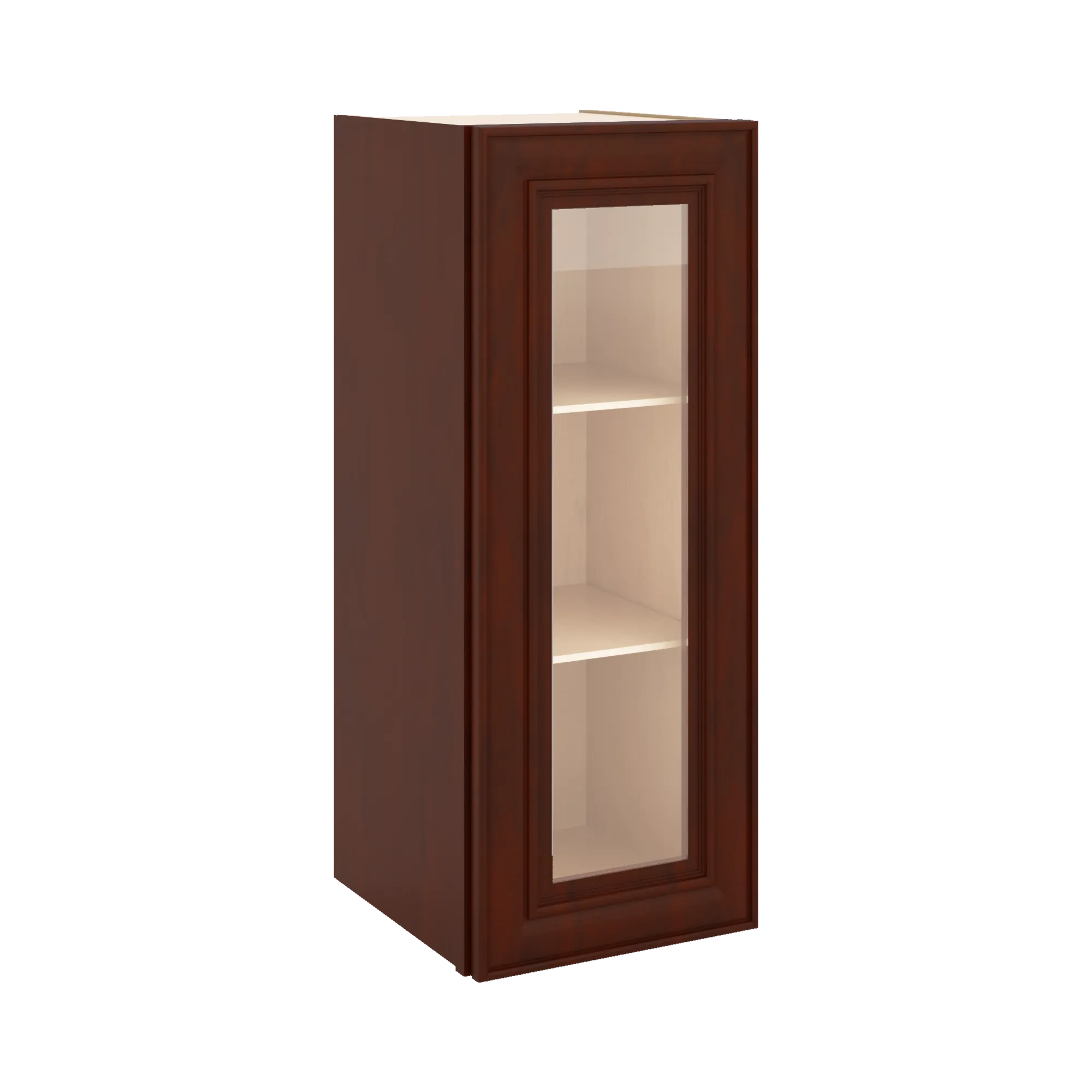 J&K Mahogany J5 Wall Glass Cabinet - 12" W x 30" H (No Glass Insert)