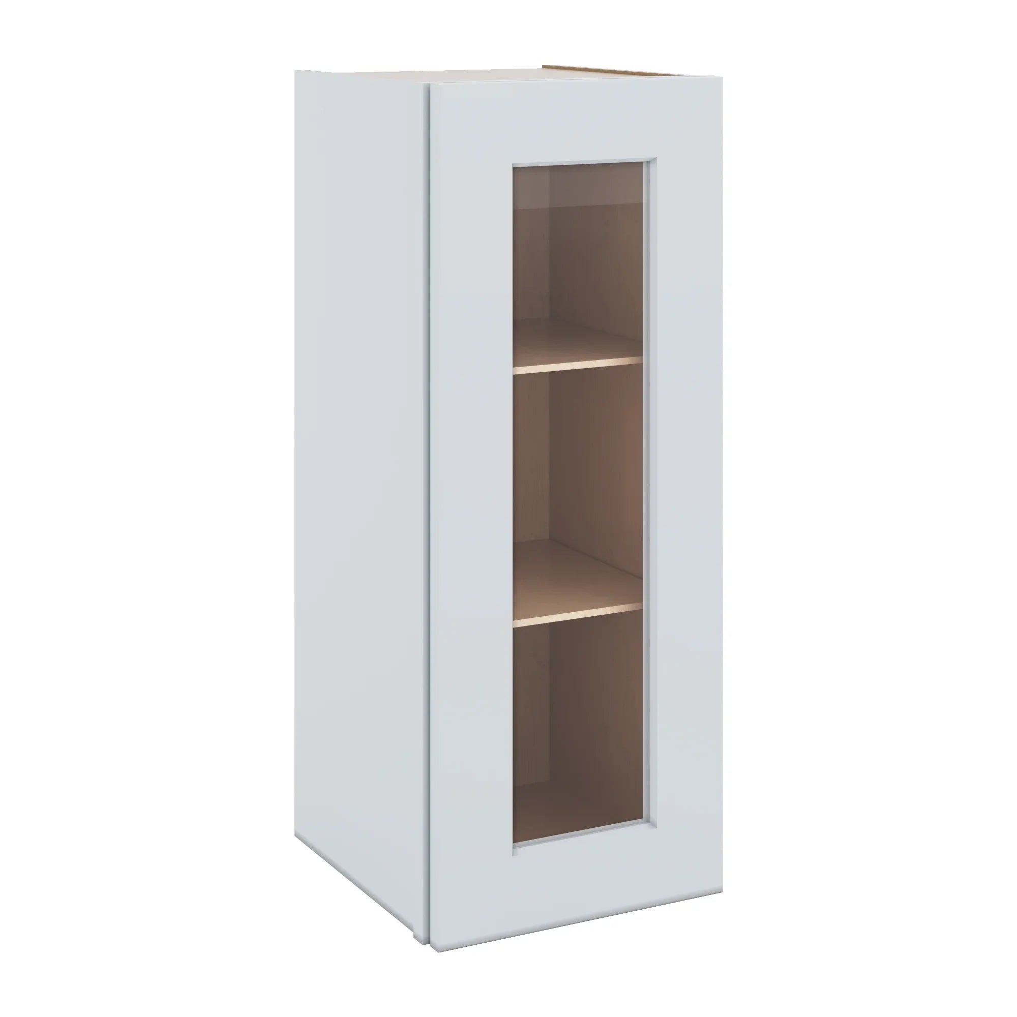 J&K White Shaker S8 Wall Glass Cabinet - 12" W x 30" H (No Glass Insert)