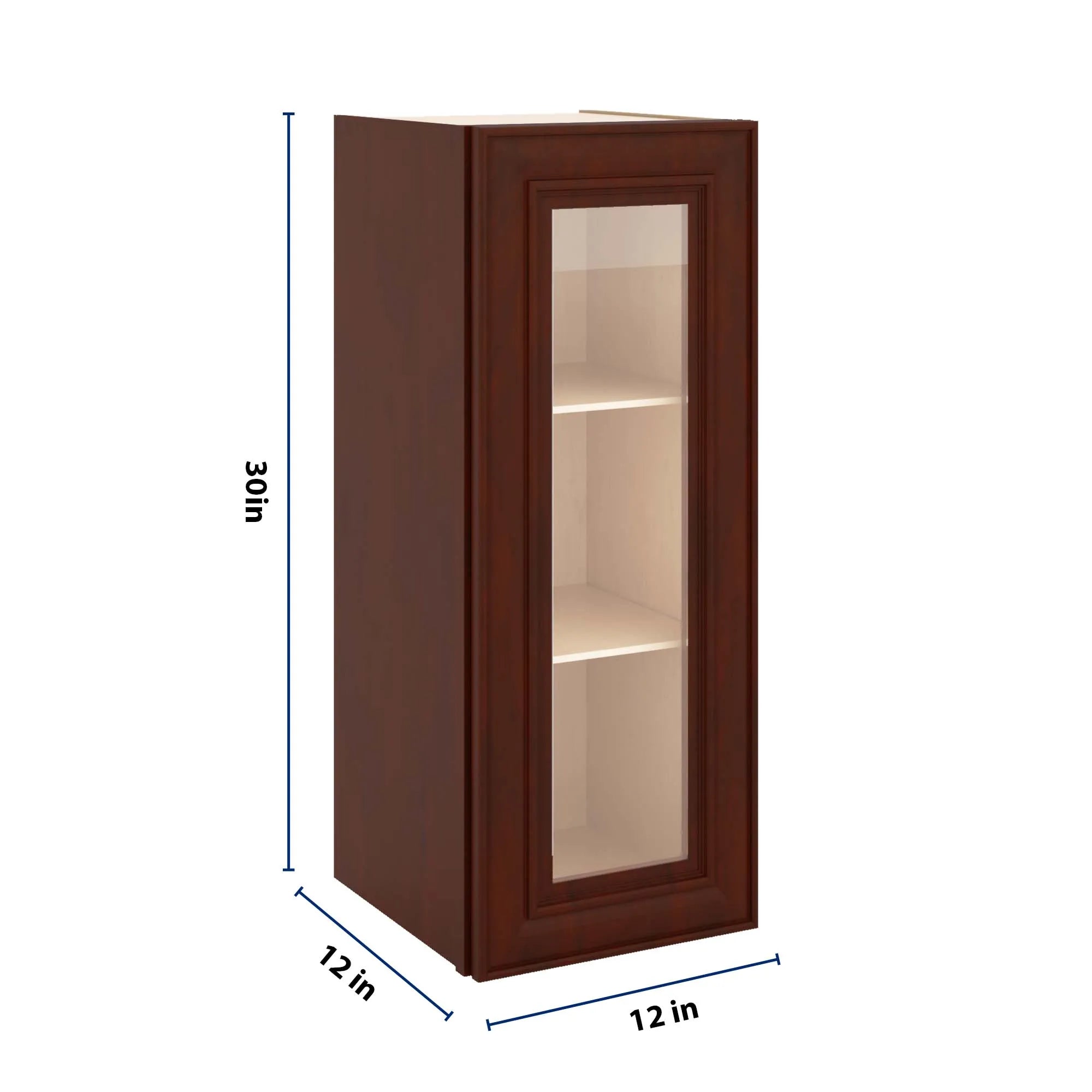 J&K Mahogany J5 Wall Glass Cabinet - 12" W x 30" H (No Glass Insert)