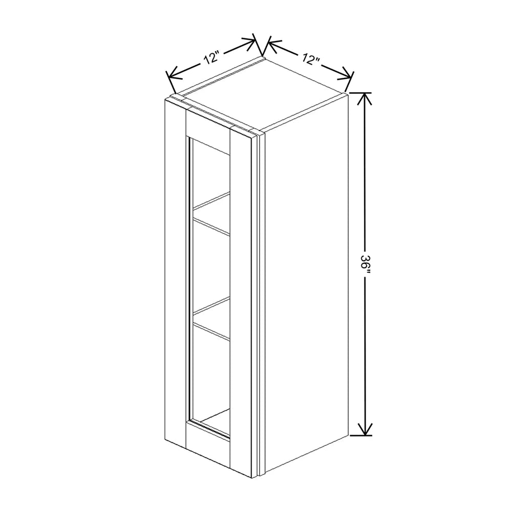 J&K Creme Glazed A7 Wall Glass Cabinet - 12" W x 36" H (No Glass Insert)