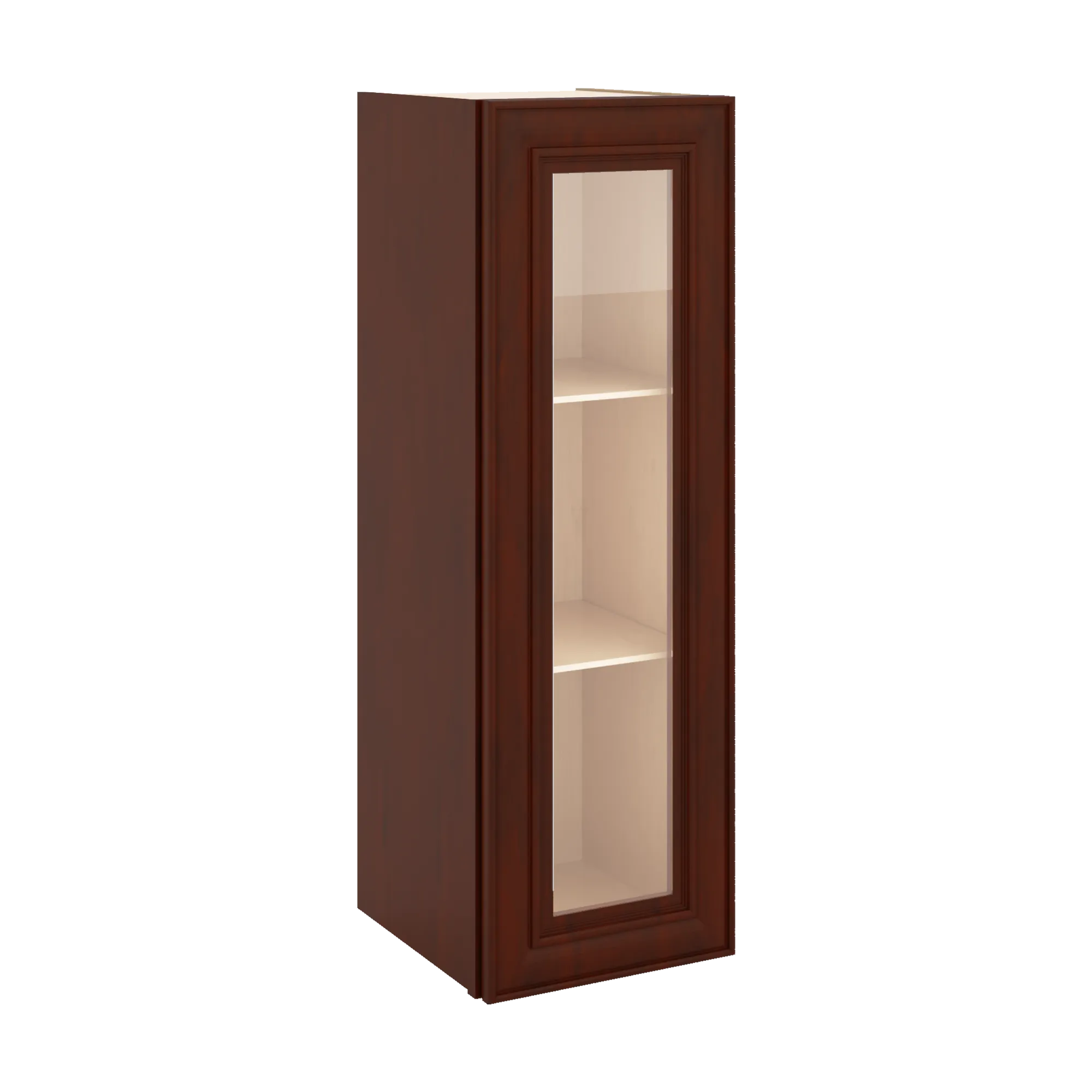 J&K Mahogany J5 Wall Glass Cabinet - 12" W x 36" H (No Glass Insert)