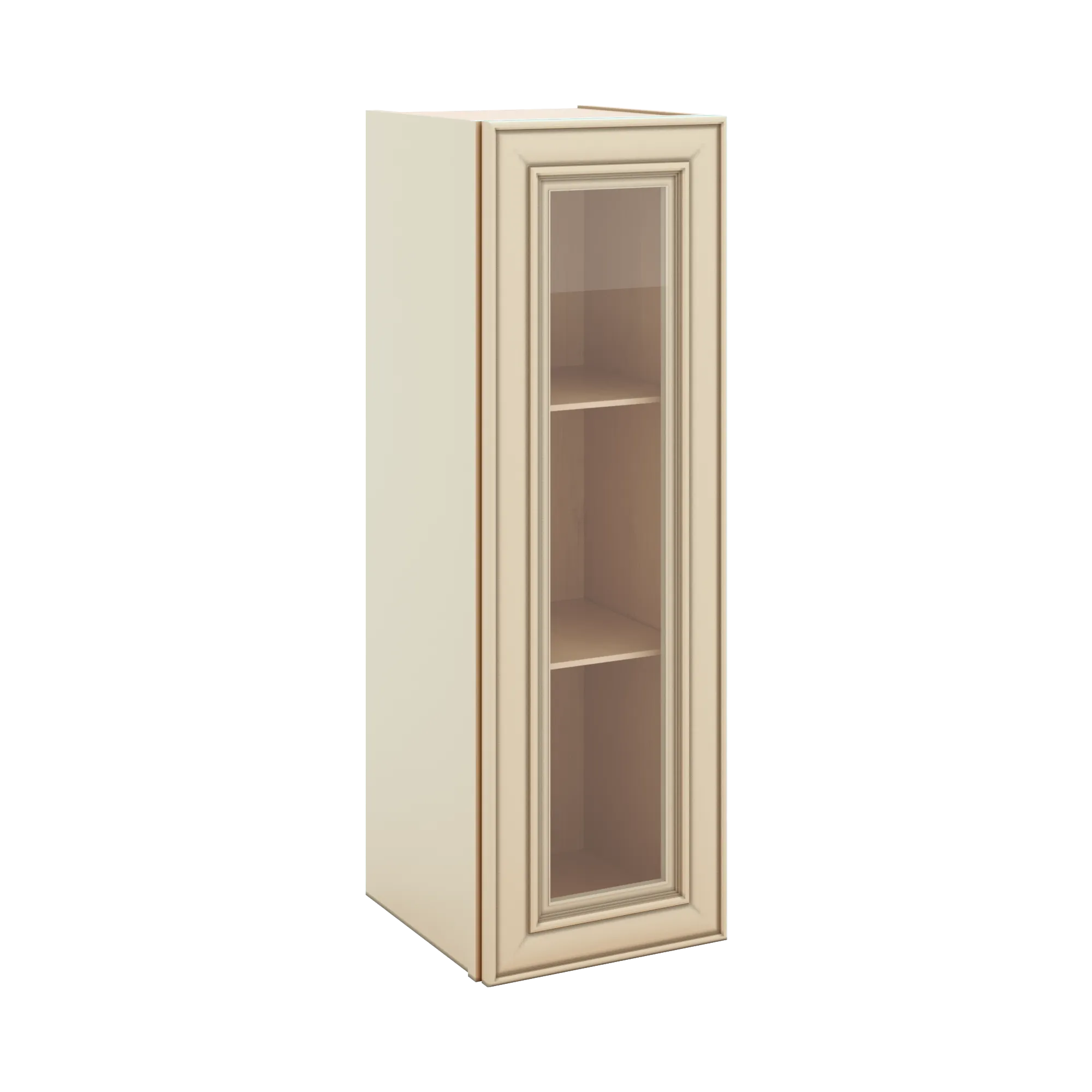 J&K Creme Glazed A7 Wall Glass Cabinet - 12" W x 36" H (No Glass Insert)