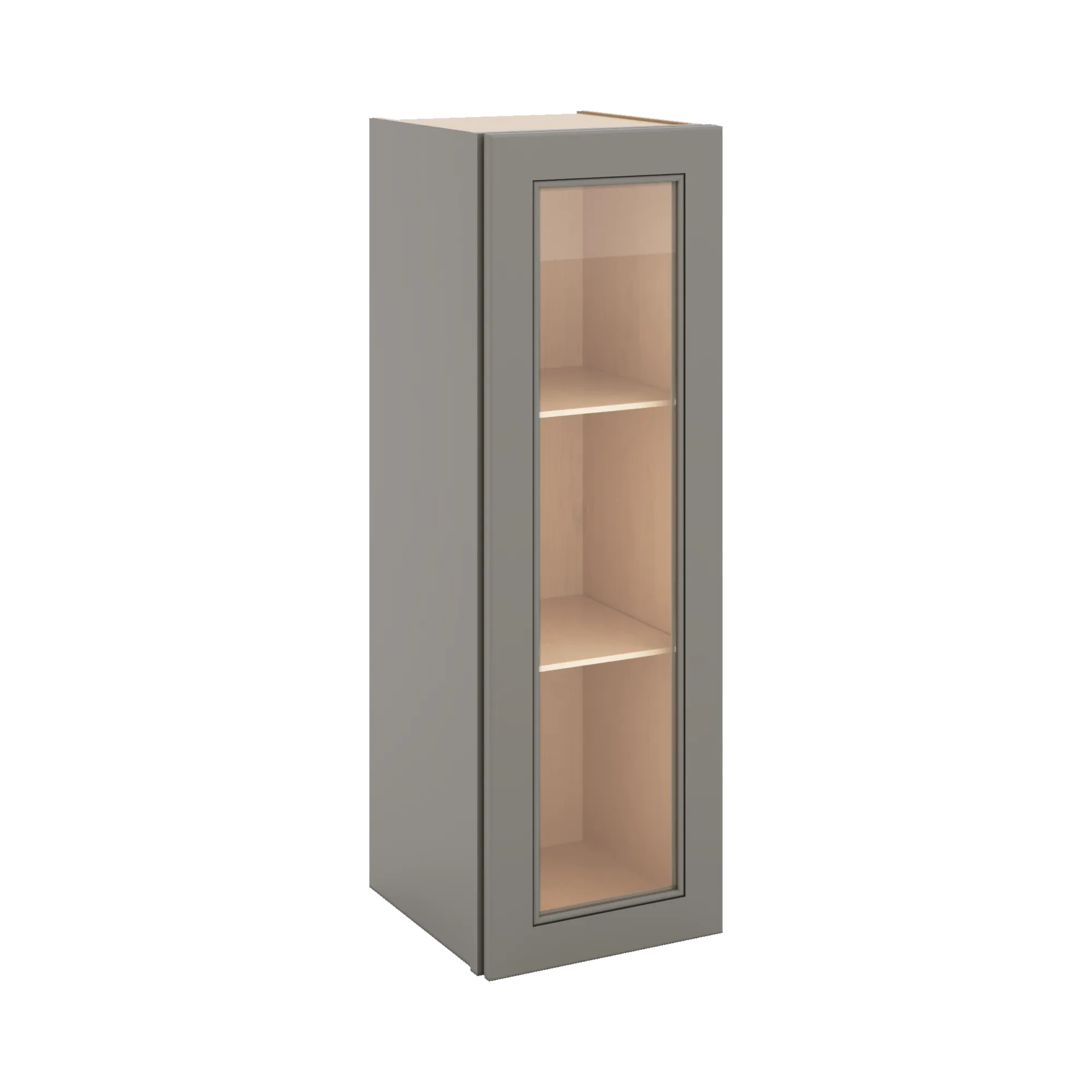 J&K Greige K3 Wall Glass Cabinet - 12" W x 36" H (No Glass Insert)