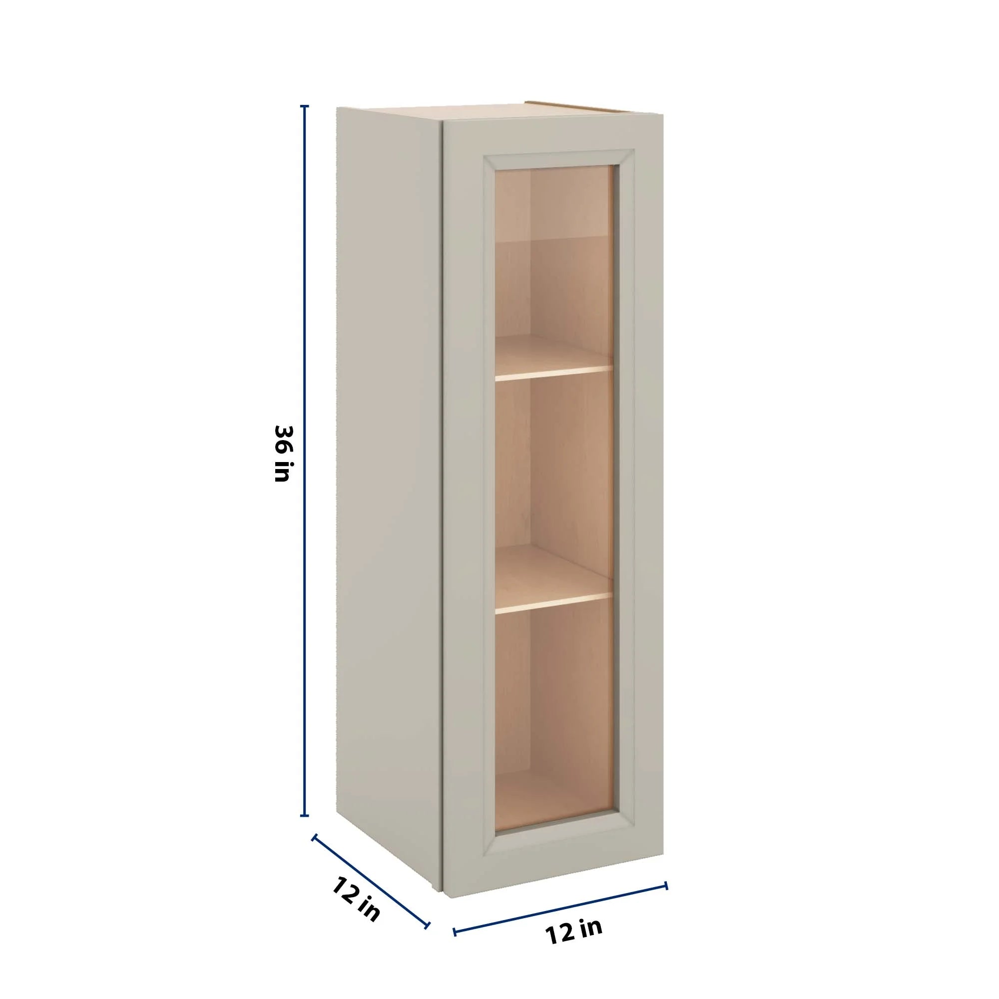J&K Pebble B6 Wall Glass Cabinet - 12" W x 36" H (No Glass Insert)