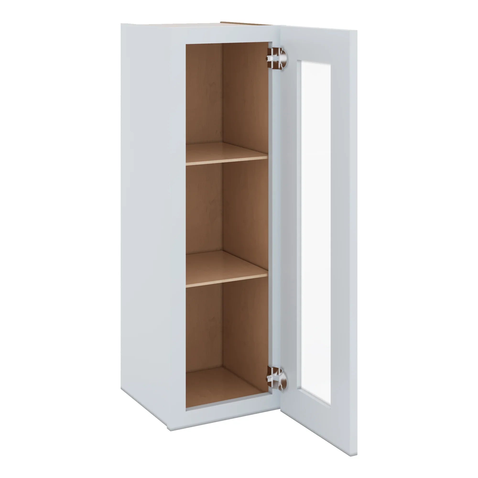 J&K White Shaker S8 Wall Glass Cabinet   12" W x 36" H (No Glass Insert)