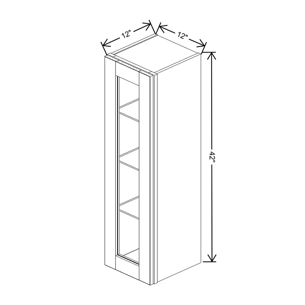 J&K Pebble B6 Wall Glass Cabinet - 12" W x 42" H (No Glass Insert)