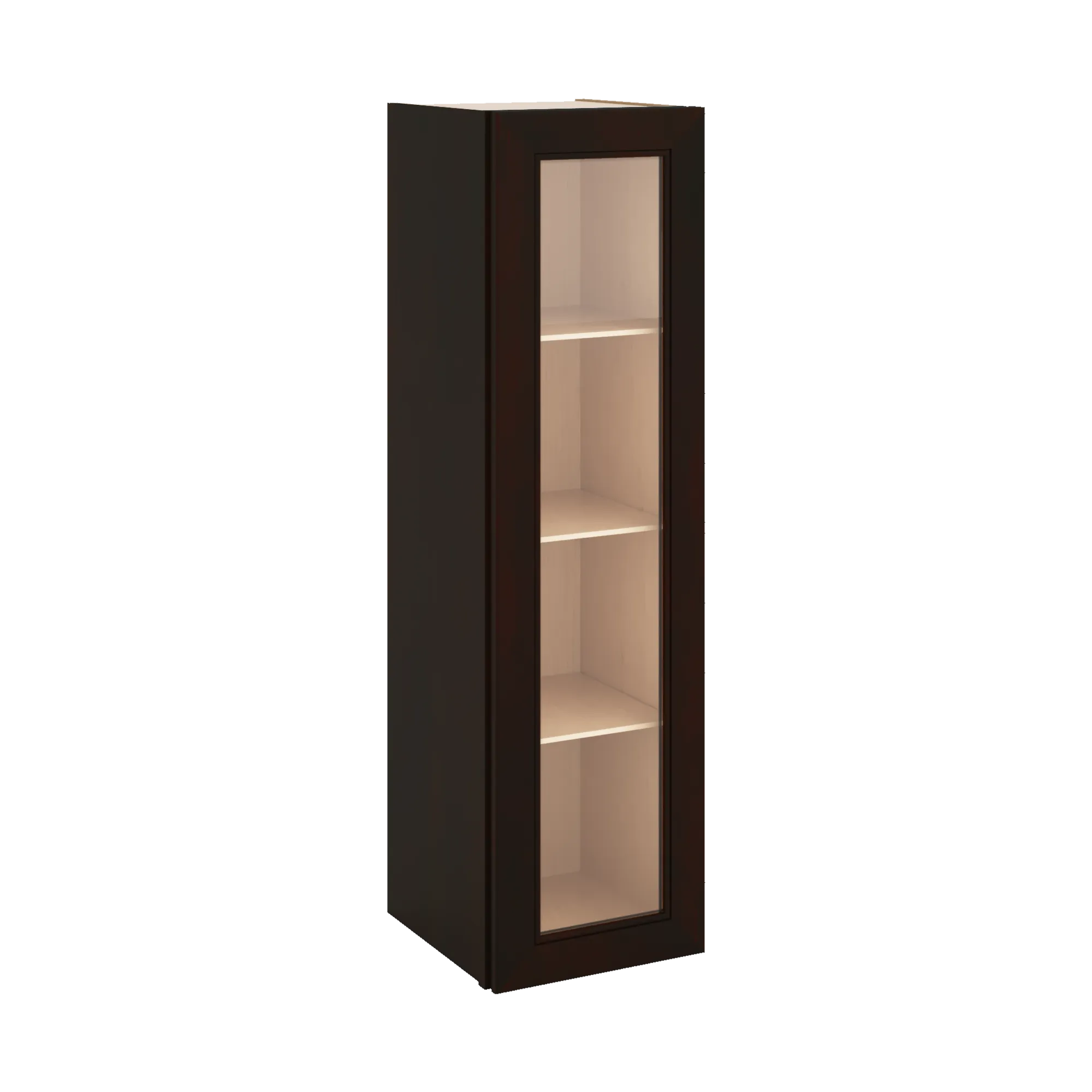 J&K Espresso K8 Wall Glass Cabinet - 12" W x 42" H (No Glass Insert)